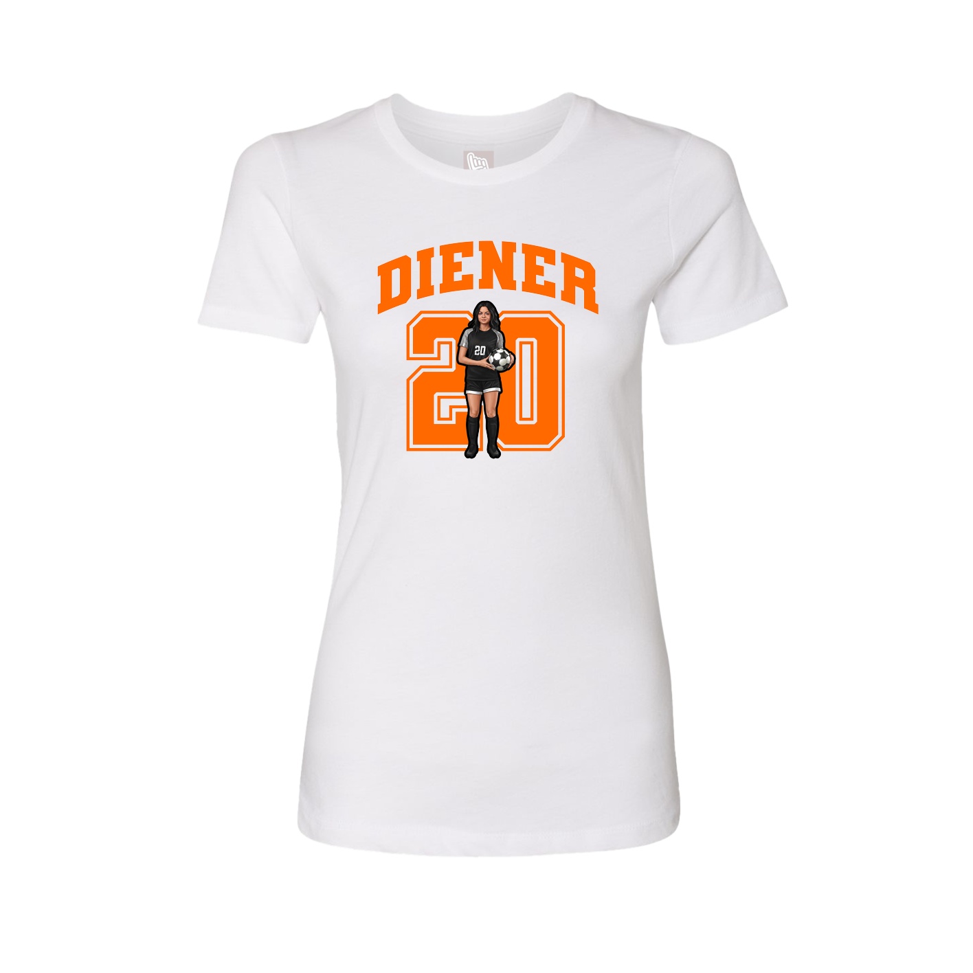 Fitted Women's Tee — Number in White