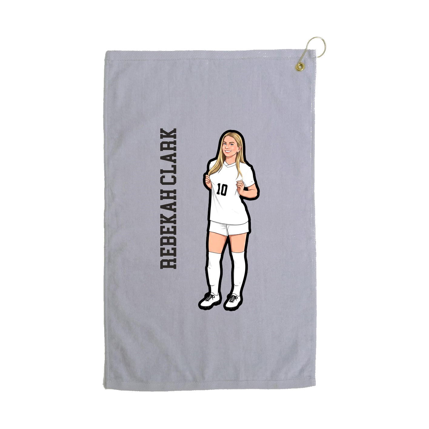 Golf Towel — Name Vertical in Grey