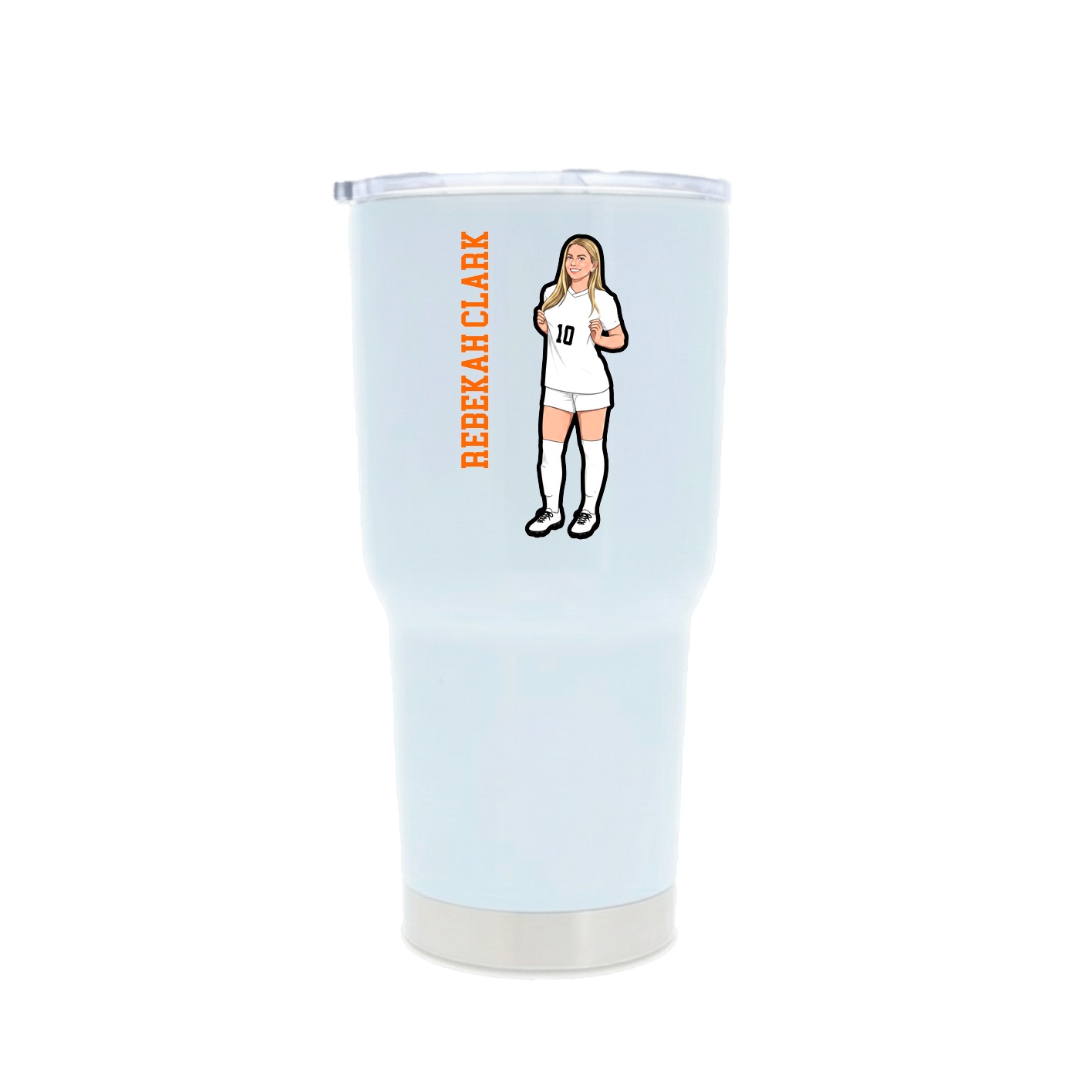 30oz Stainless Steel Tumbler — Name Vertical in White