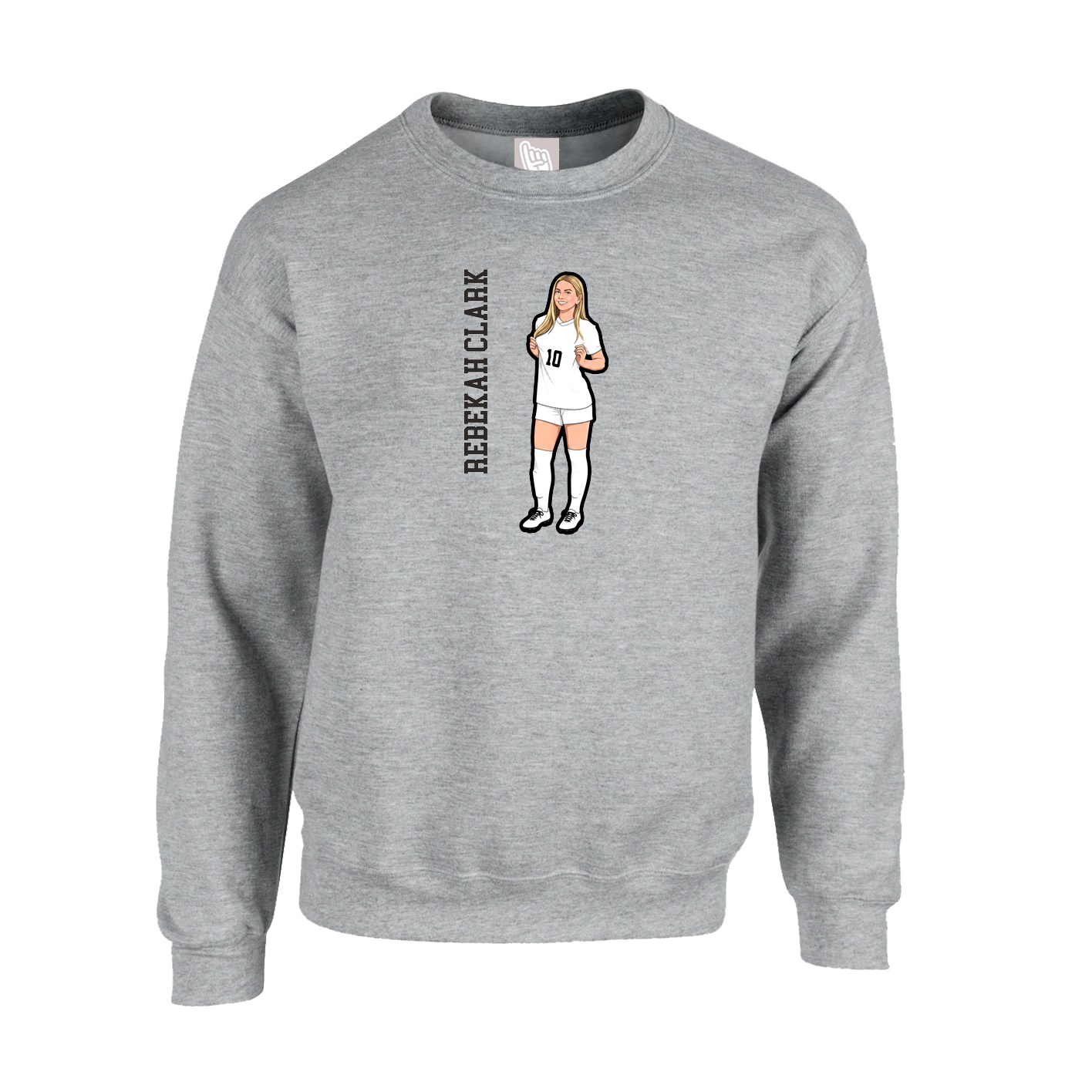 Fleece Crew — Name Vertical in Grey