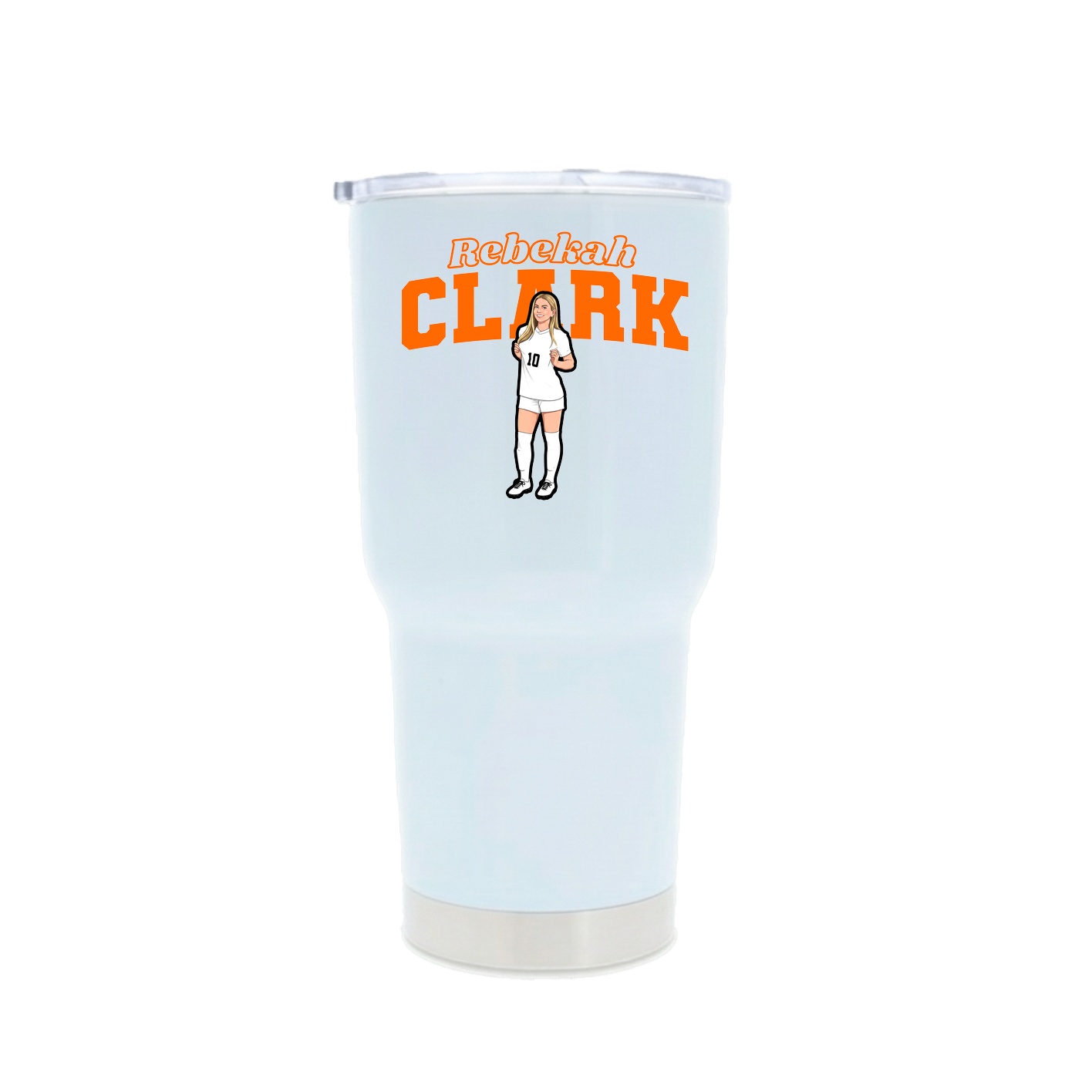 30oz Stainless Steel Tumbler — Name Arch in White