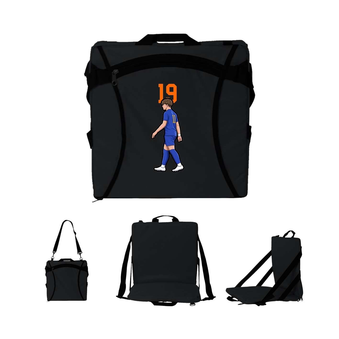 Folding Stadium Seat — Number Top in Black