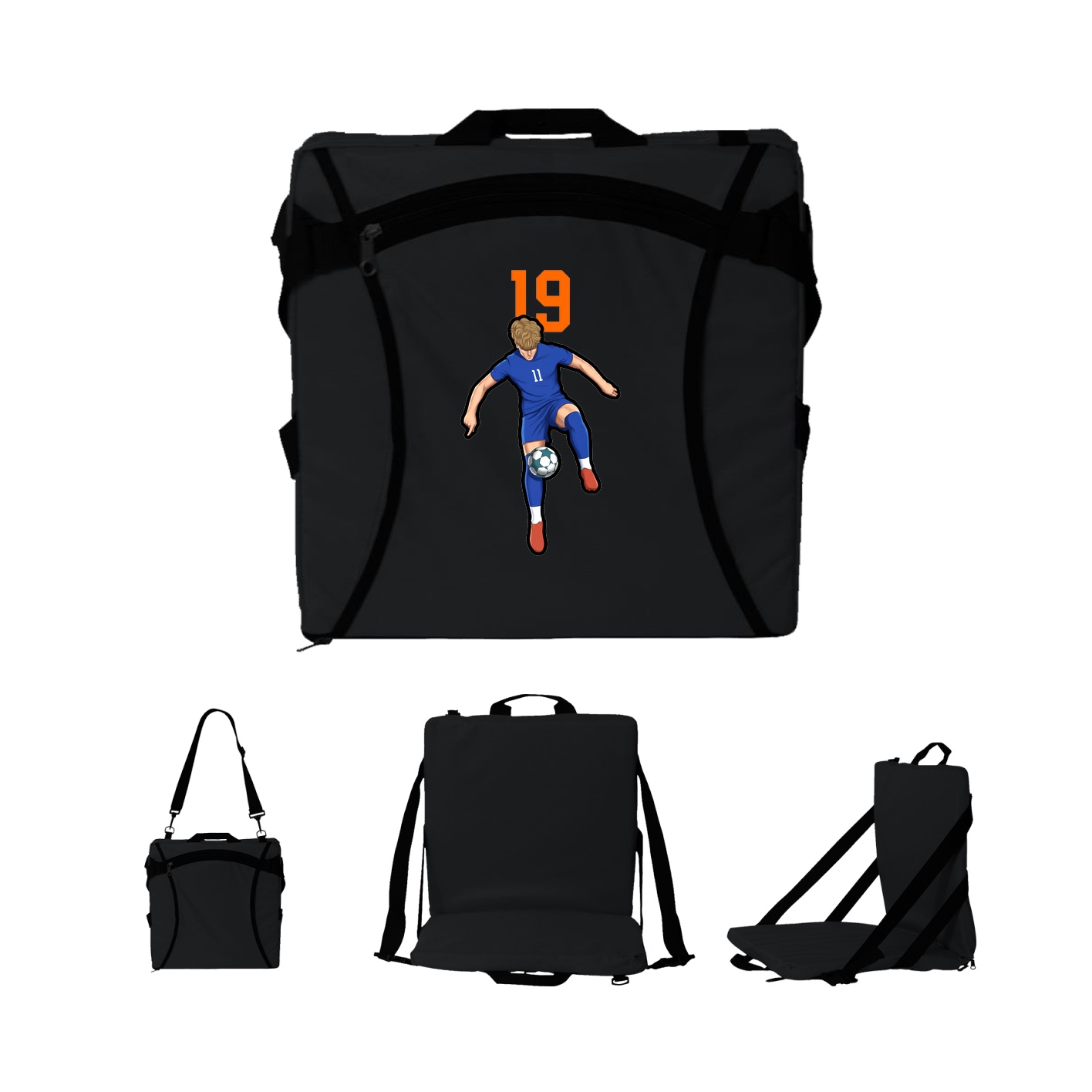 Folding Stadium Seat — Number Top in Black