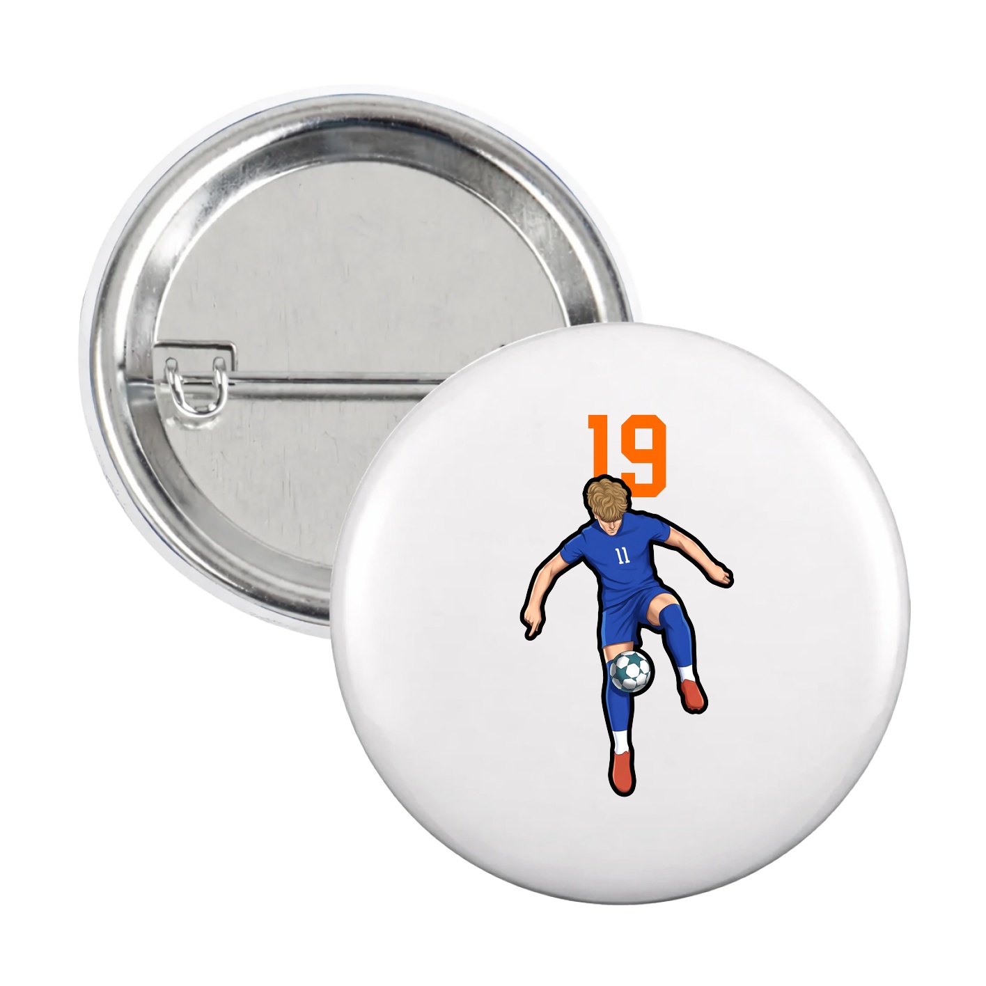 Game Day Button — Number Top in White