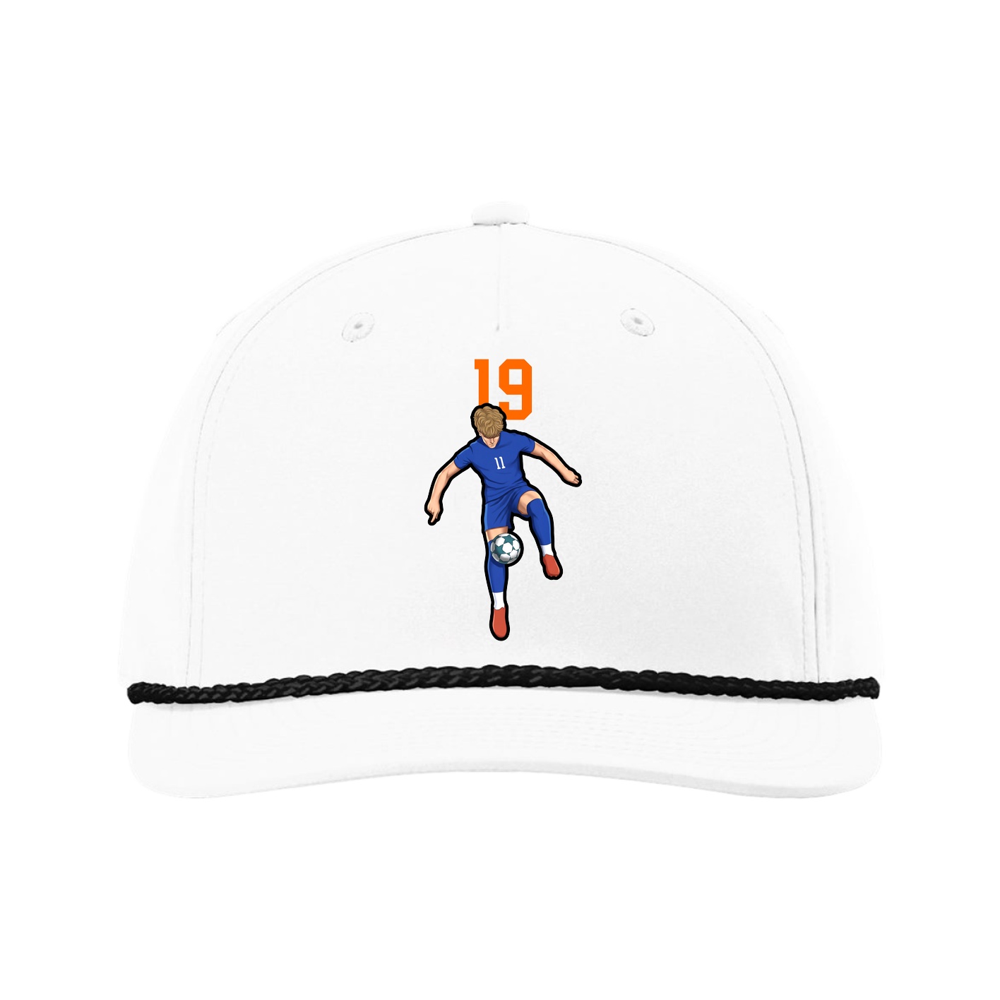 Five-Panel Classic Rope Cap — Number Top in White