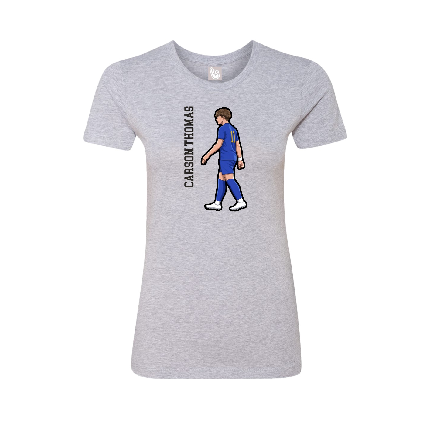Fitted Women's Tee — Name Vertical in Grey