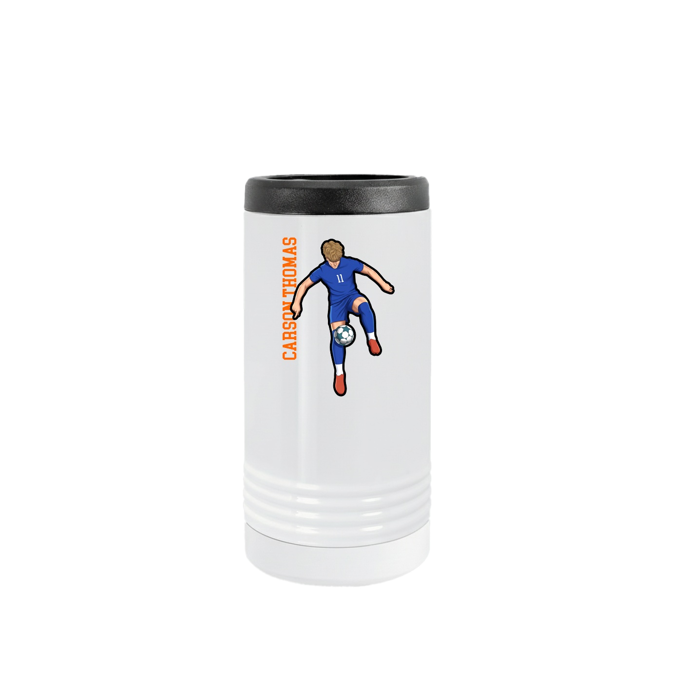 Slim Beverage Holder — Name Vertical in White