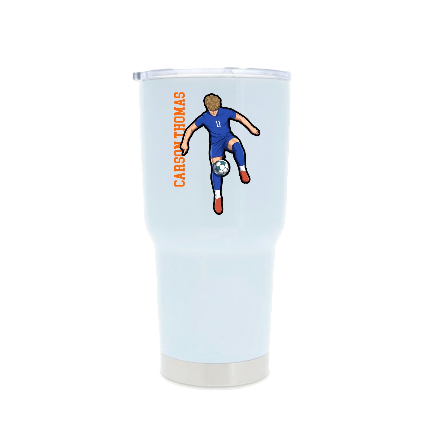 30oz Stainless Steel Tumbler — Name Vertical in White