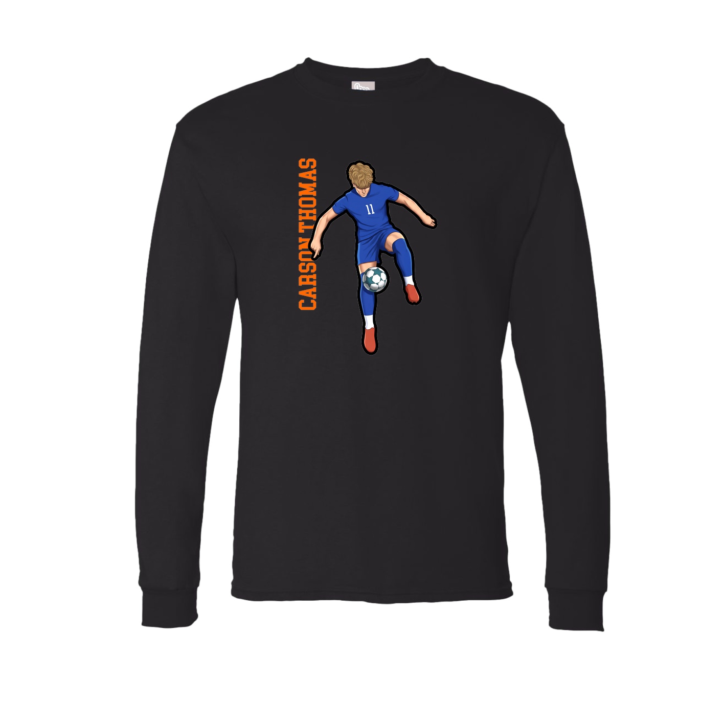 Long Sleeve Tee — Name Vertical in Black