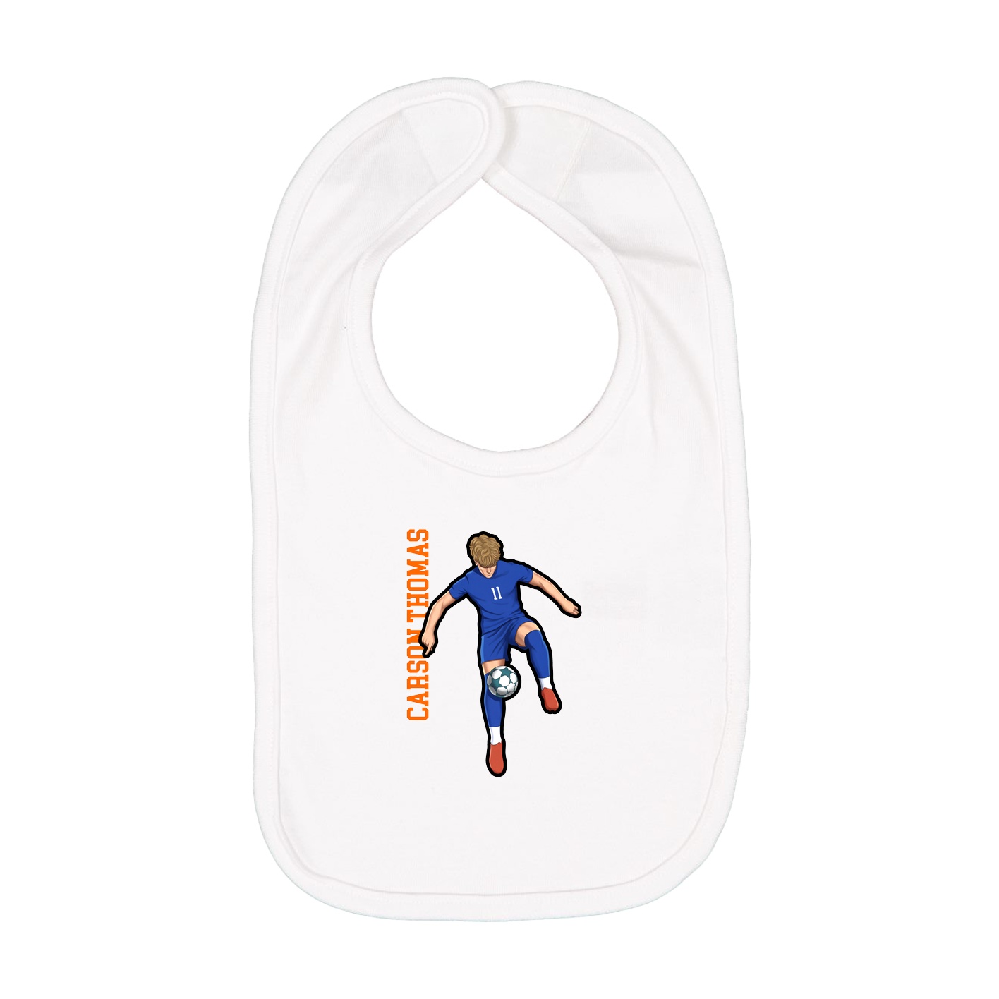 Infant Bib — Name Vertical in White