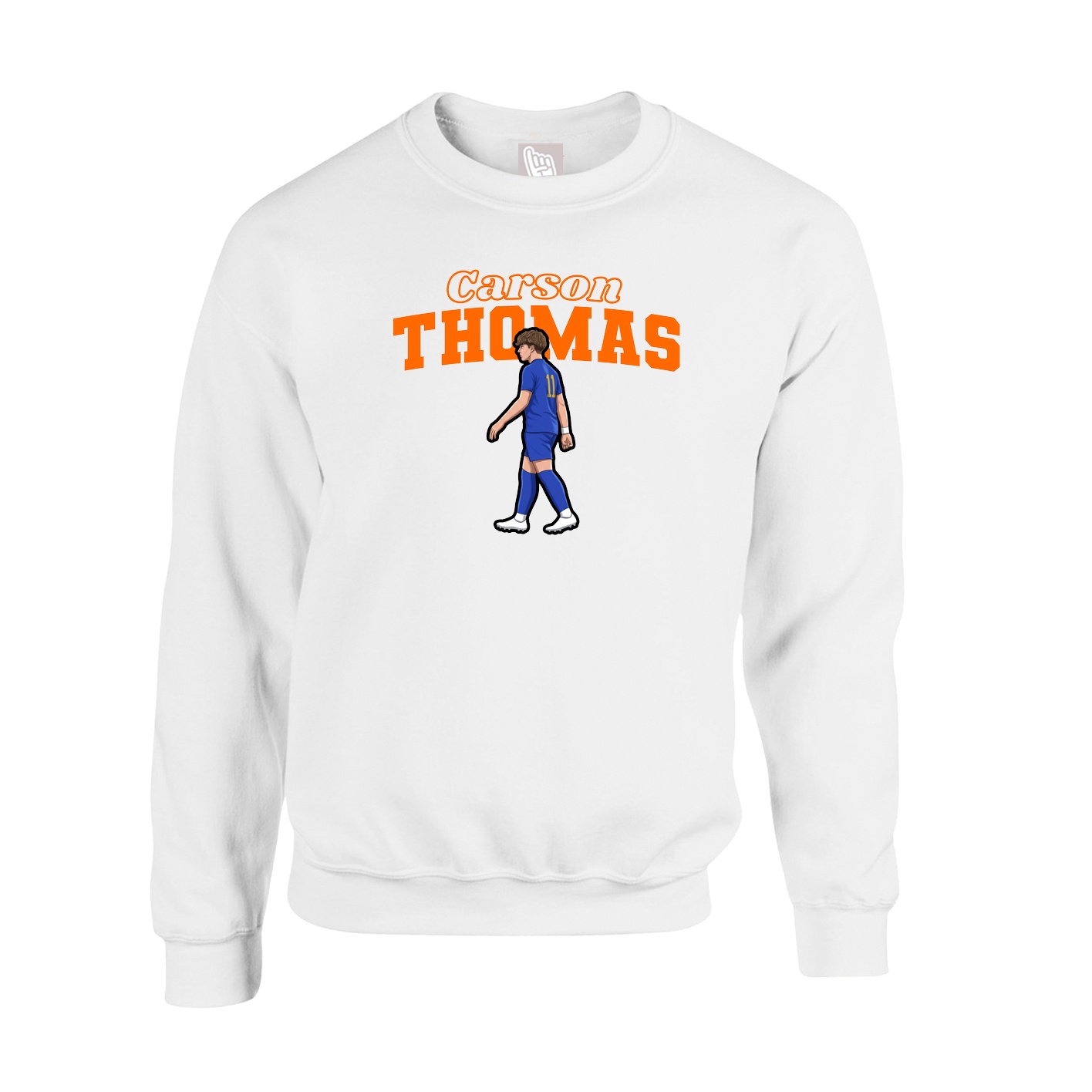Fleece Crew — Name Arch in White