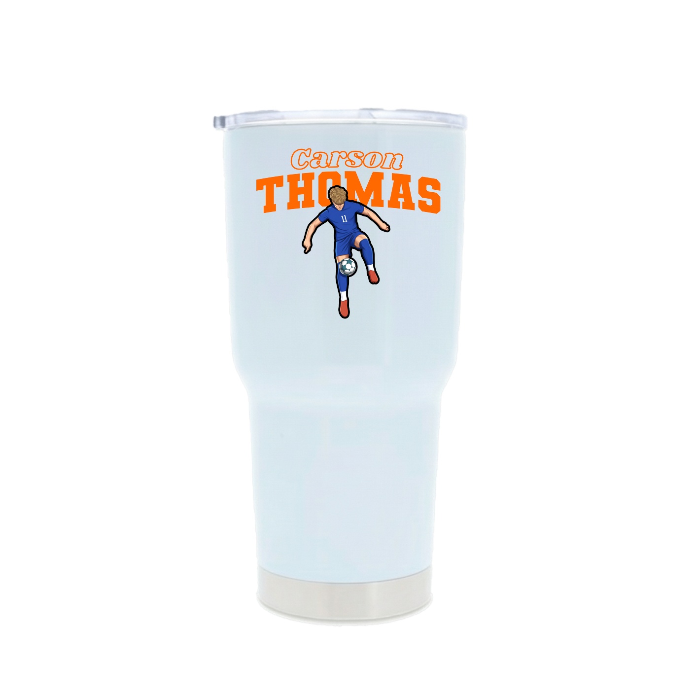 30oz Stainless Steel Tumbler — Name Arch in White