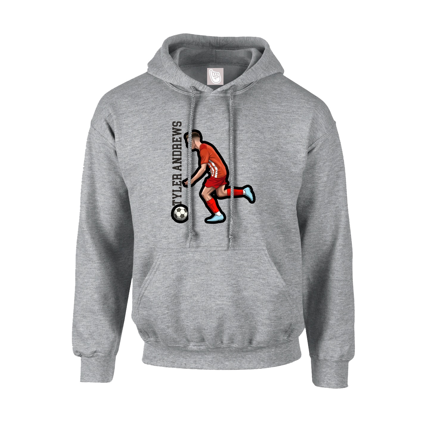Hoodie — Name Vertical in Grey