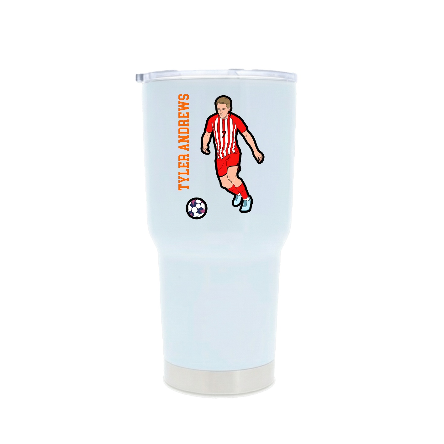 30oz Stainless Steel Tumbler — Name Vertical in White