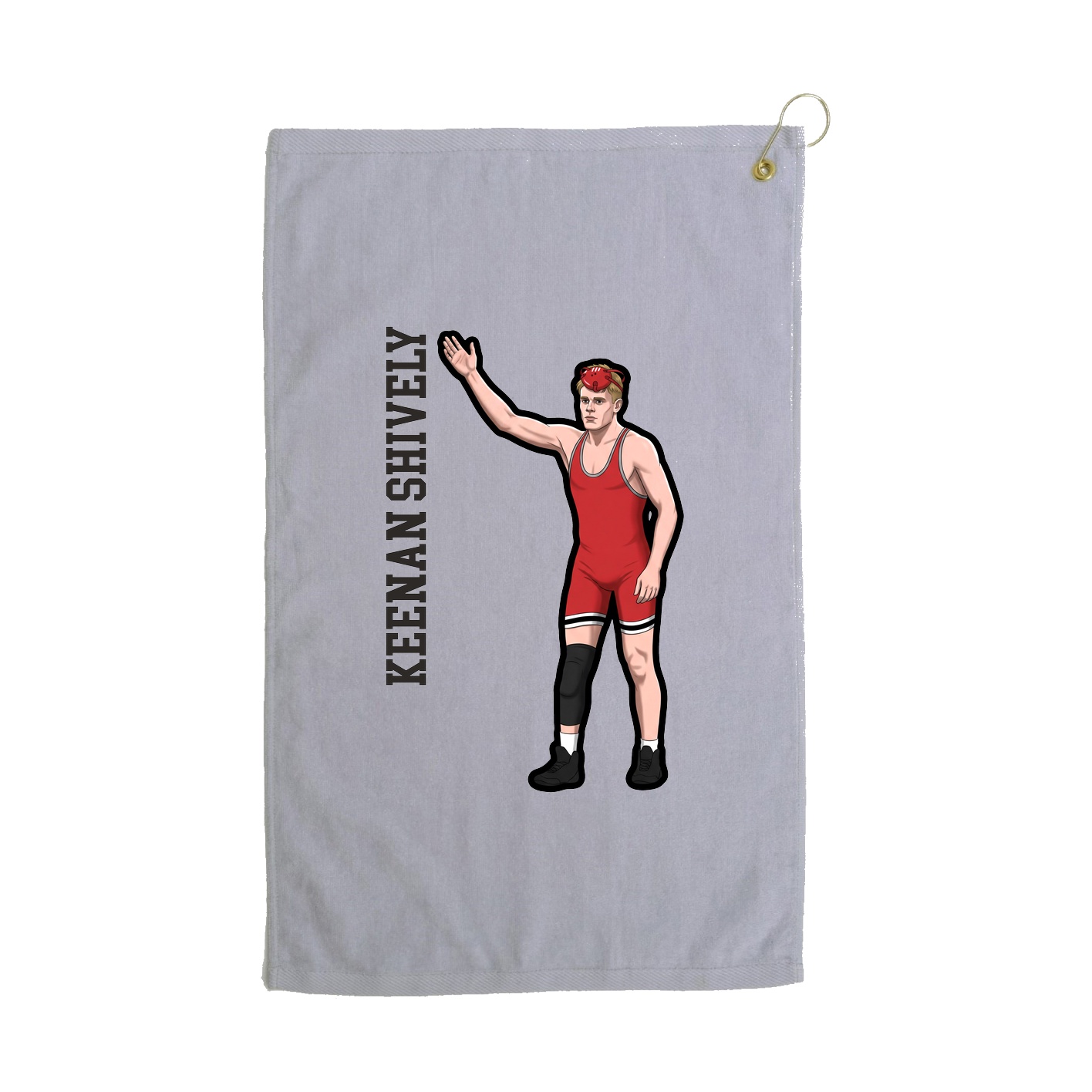 Golf Towel — Name Vertical in Grey