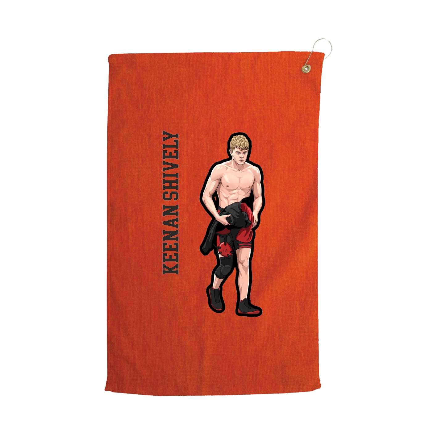 Golf Towel — Name Vertical in Orange