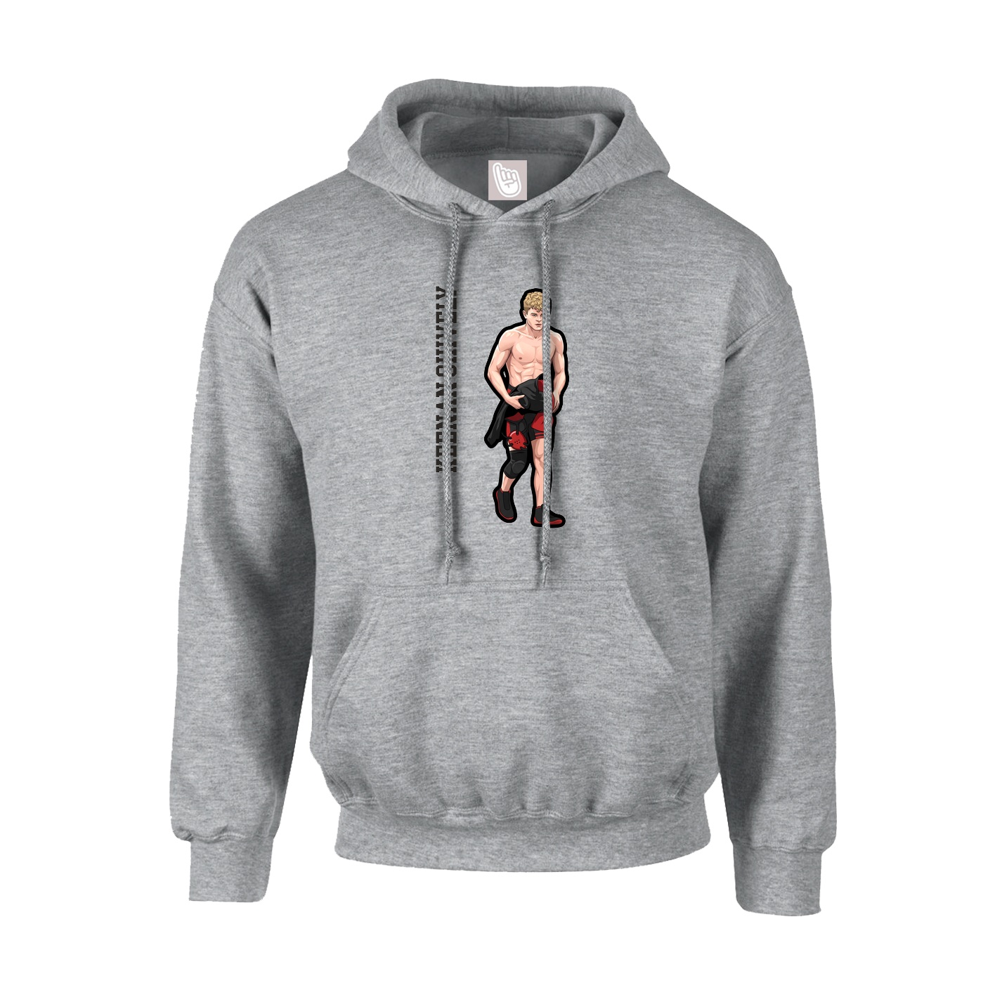 Hoodie — Name Vertical in Grey