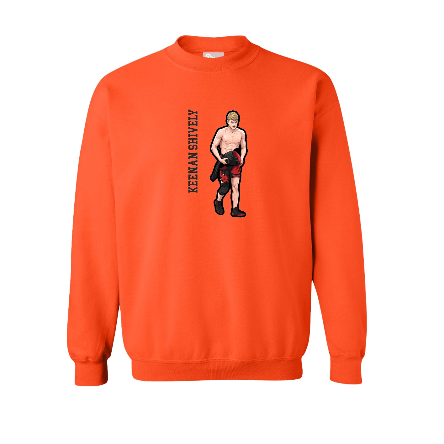 Fleece Crew — Name Vertical in Orange