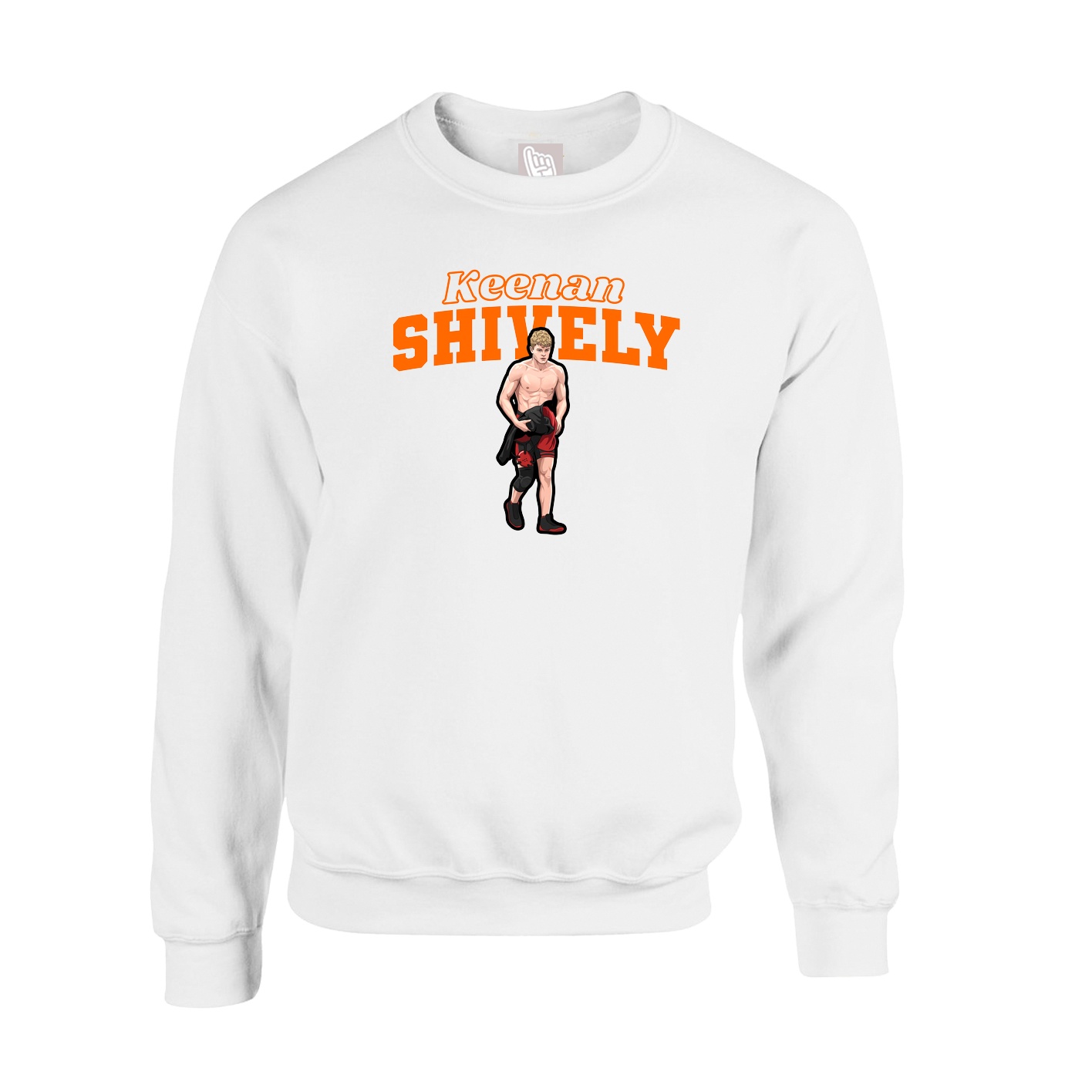 Fleece Crew — Name Arch in White