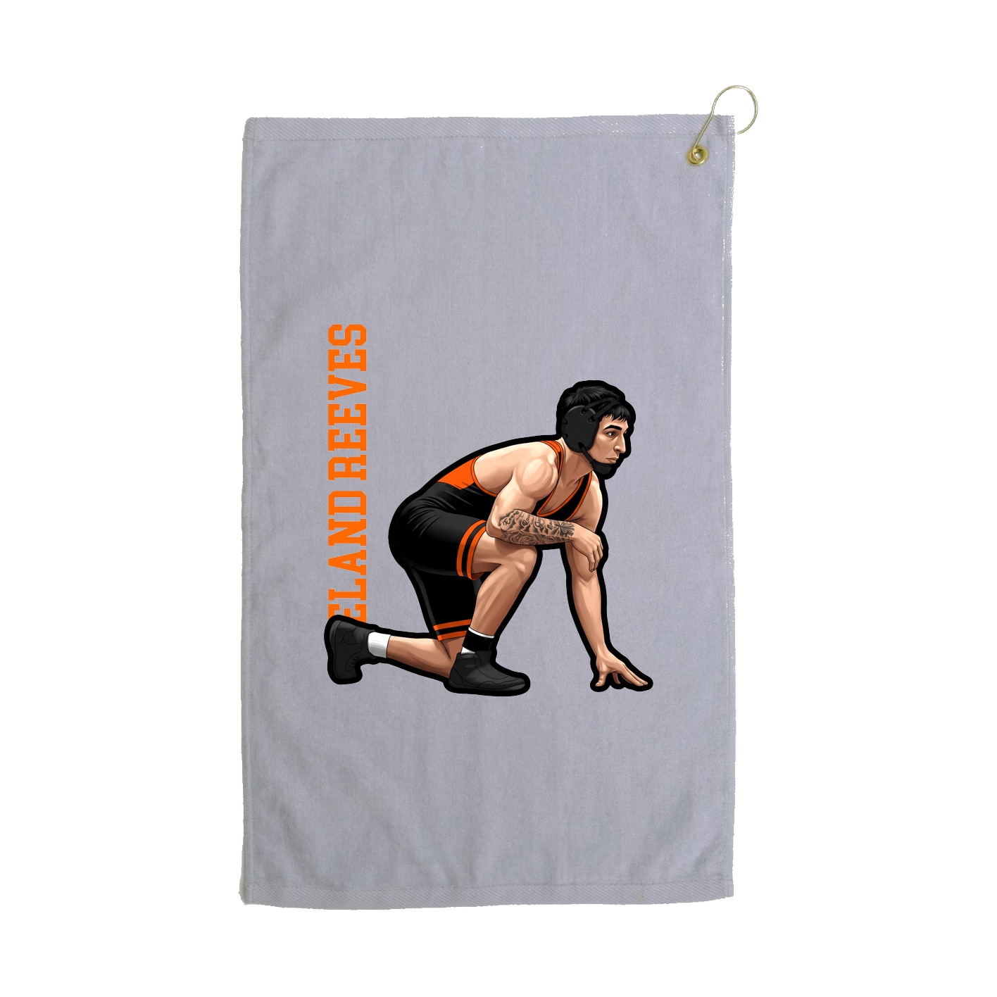 Golf Towel — Name Vertical in Grey