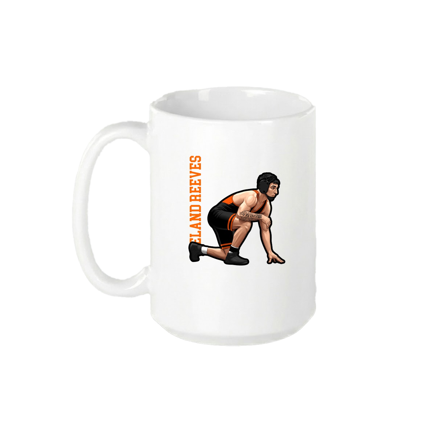 15oz Coffee Mug — Name Vertical in White
