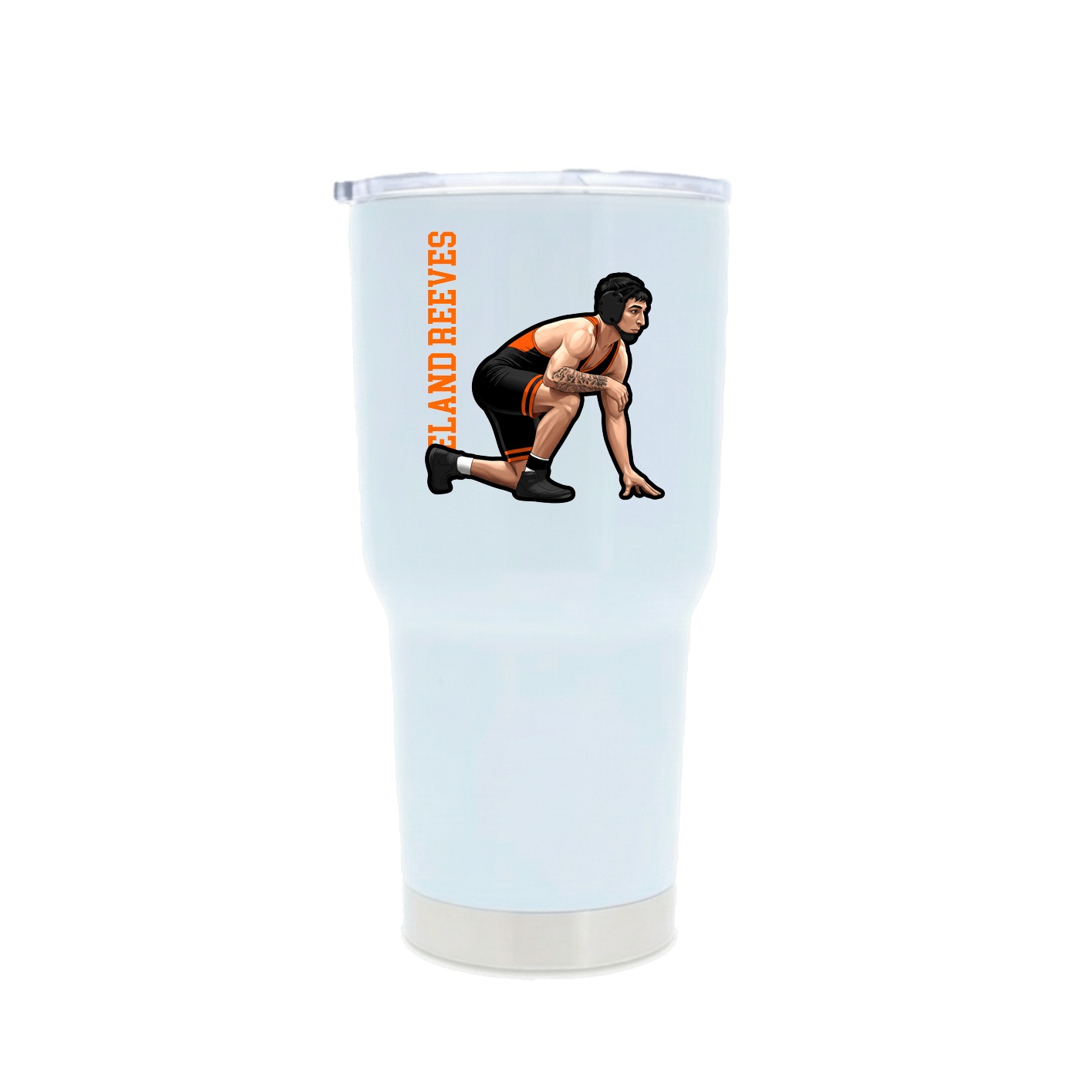 30oz Stainless Steel Tumbler — Name Vertical in White