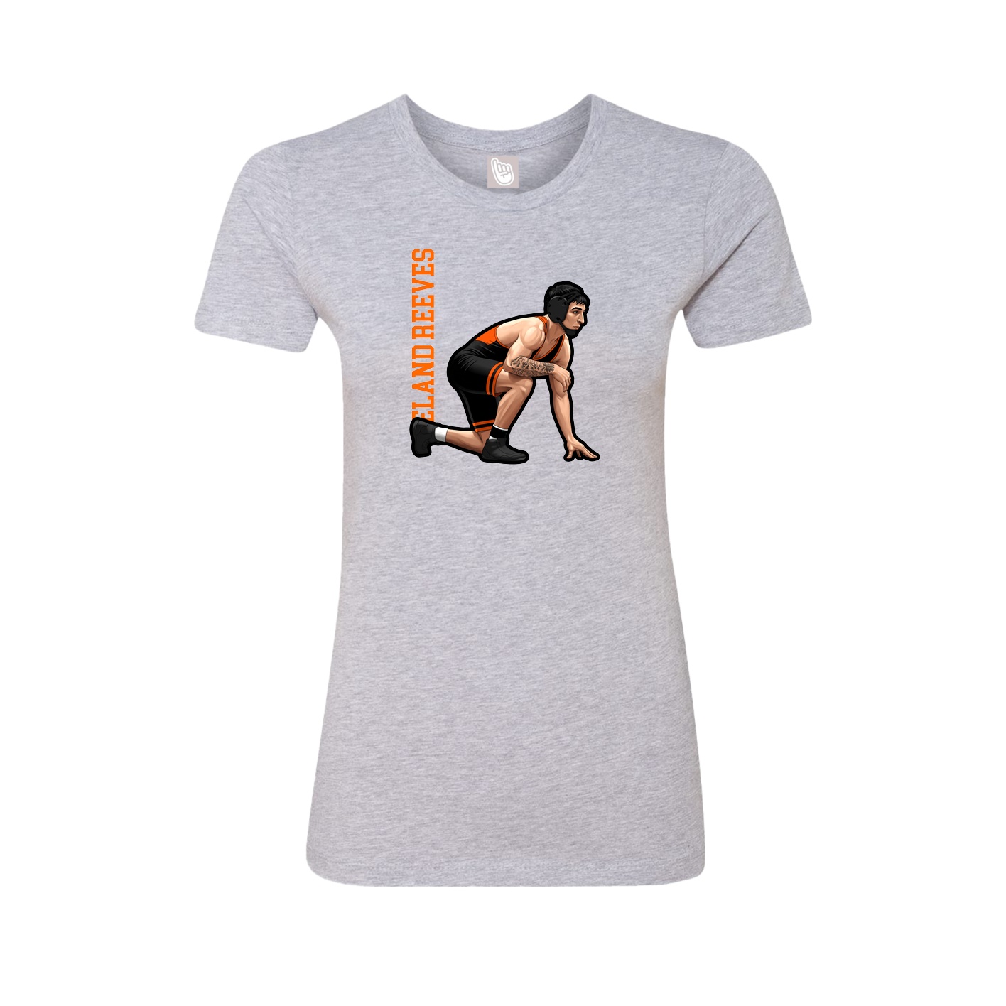 Fitted Women's Tee — Name Vertical in Grey