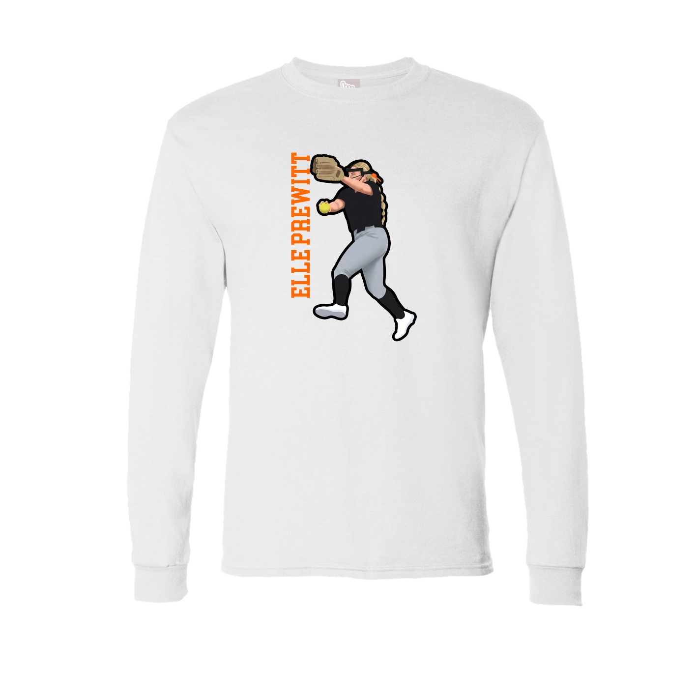 Long Sleeve Tee — Name Vertical in White