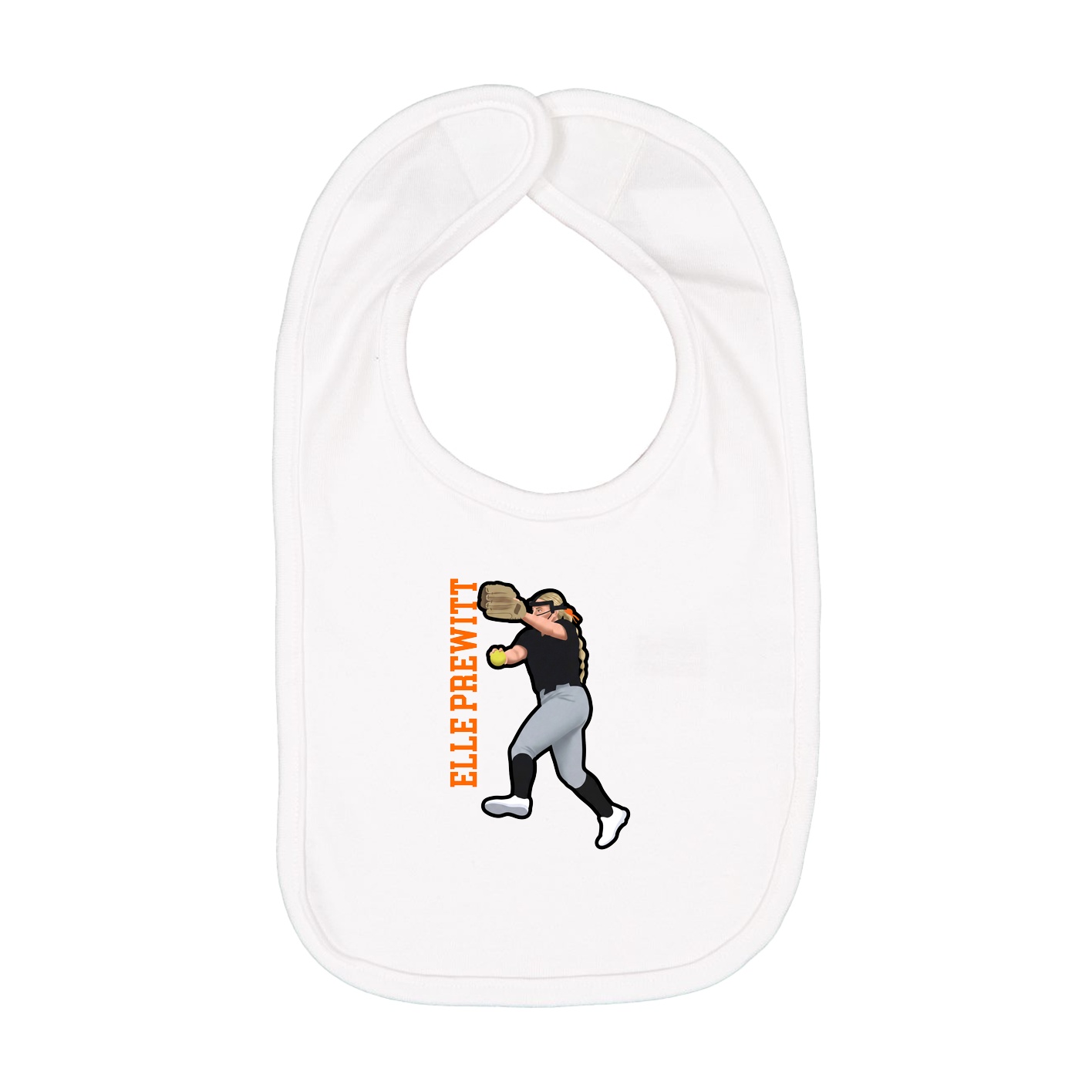 Infant Bib — Name Vertical in White