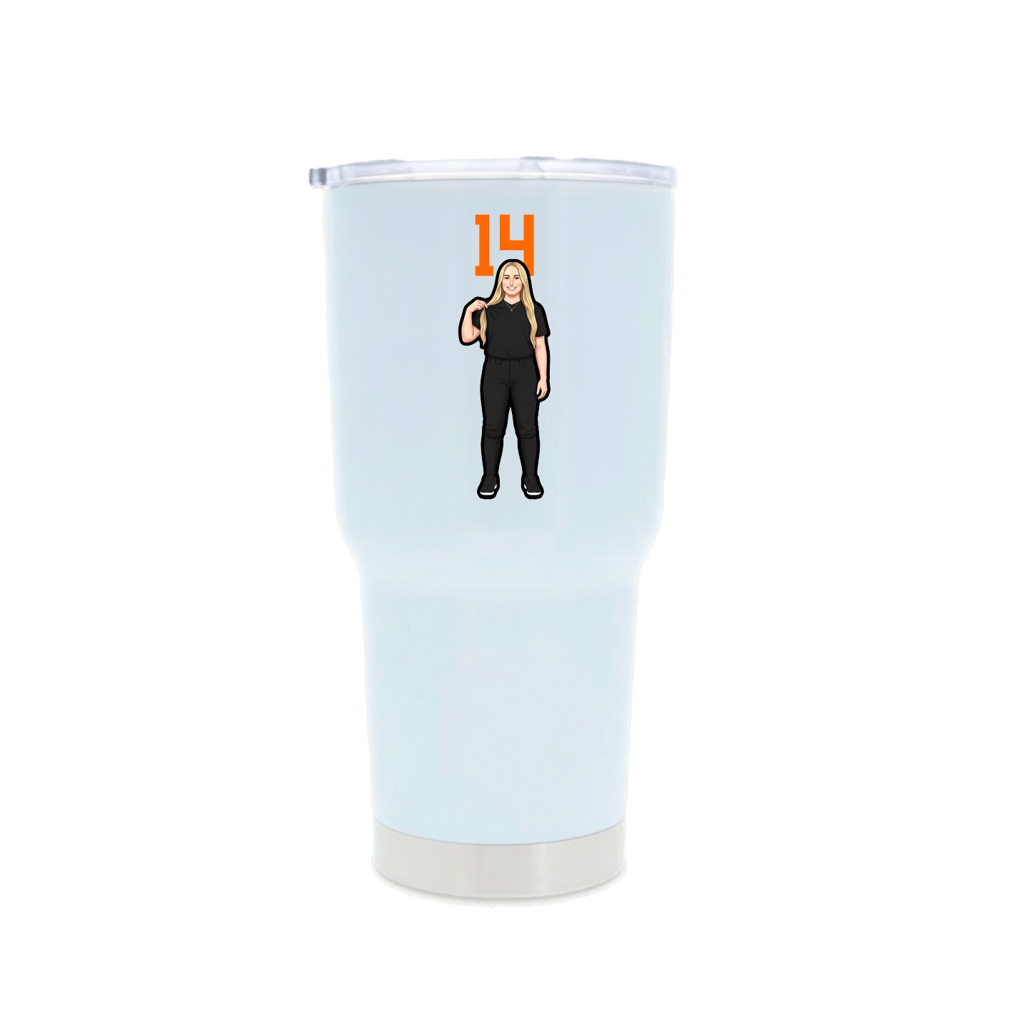 30oz Stainless Steel Tumbler — Number Top in White