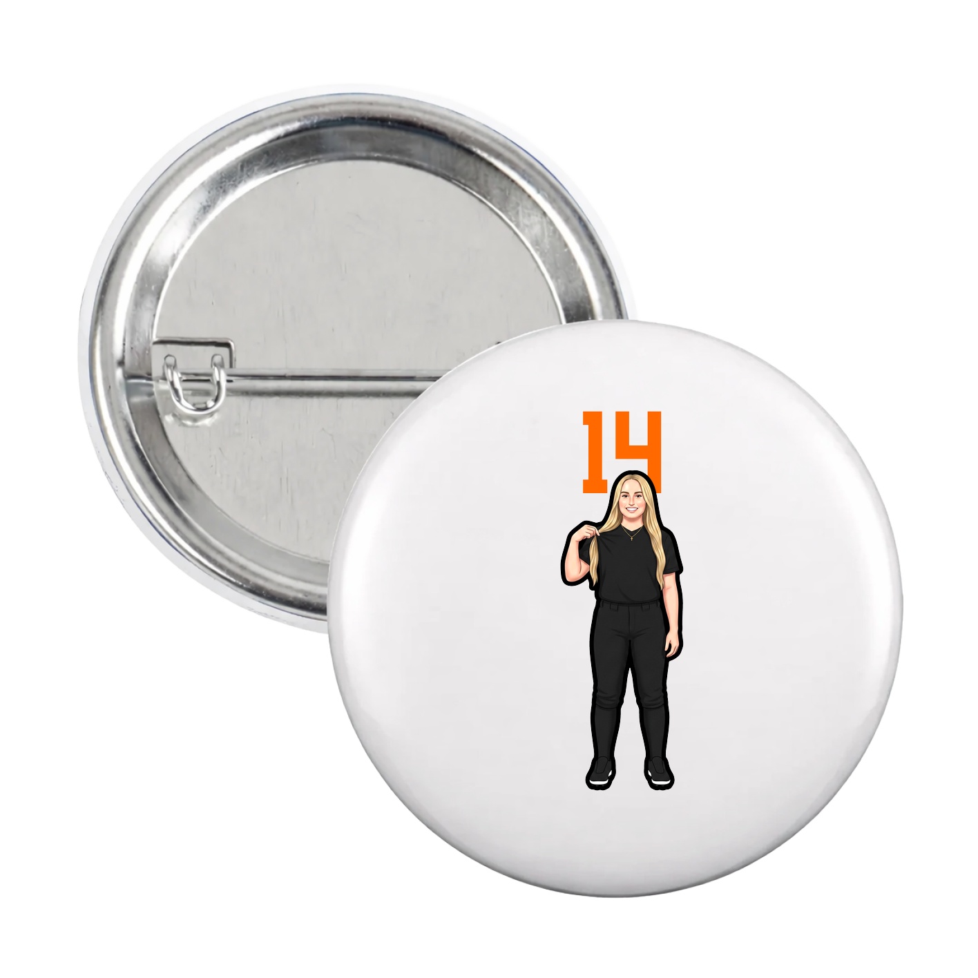 Game Day Button — Number Top in White