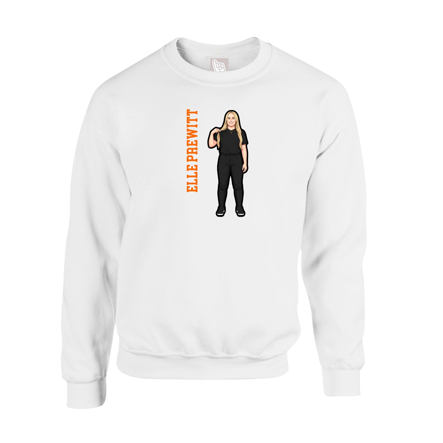 Fleece Crew — Name Vertical in White