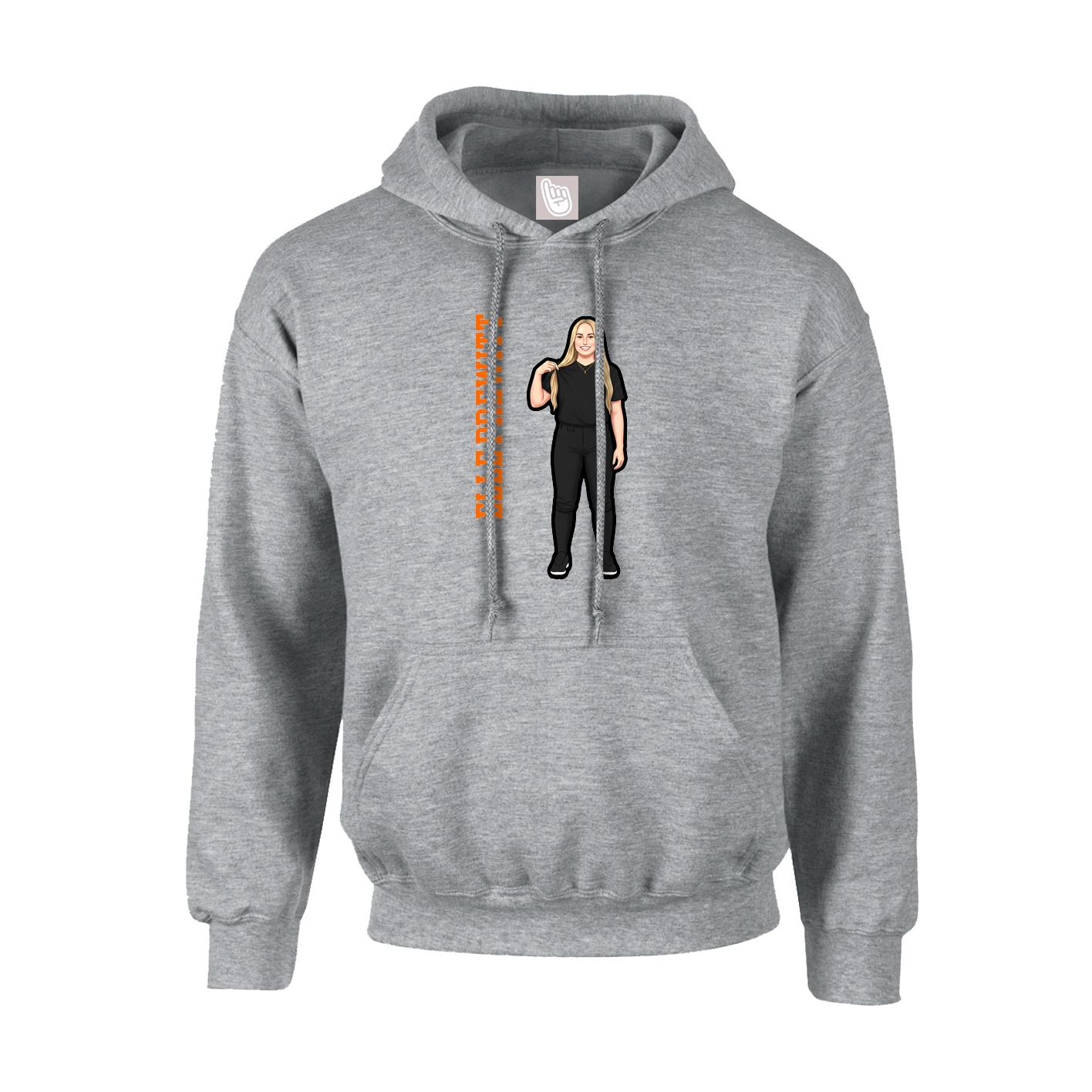 Youth Hoodie — Name Vertical in Grey