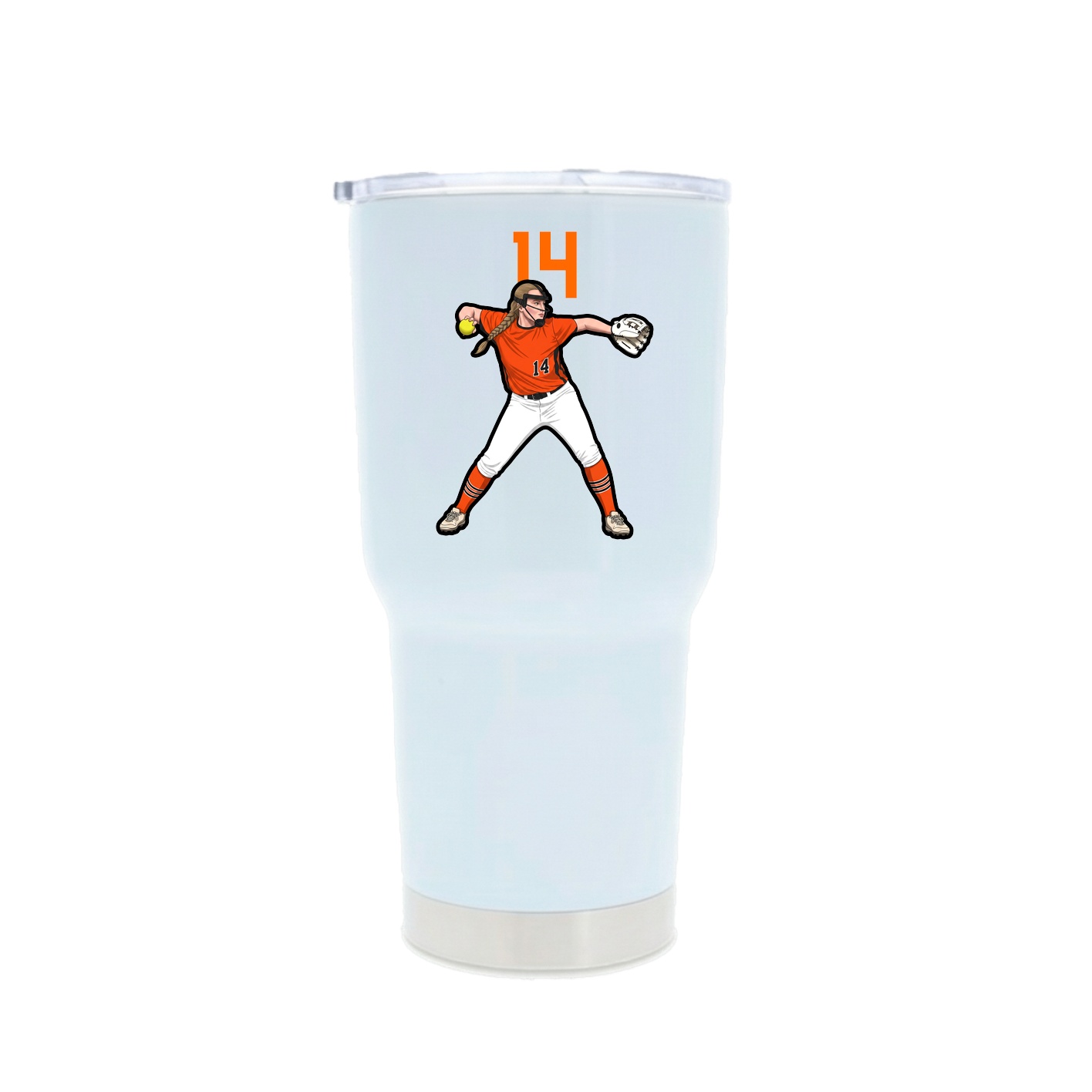 30oz Stainless Steel Tumbler — Number Top in White