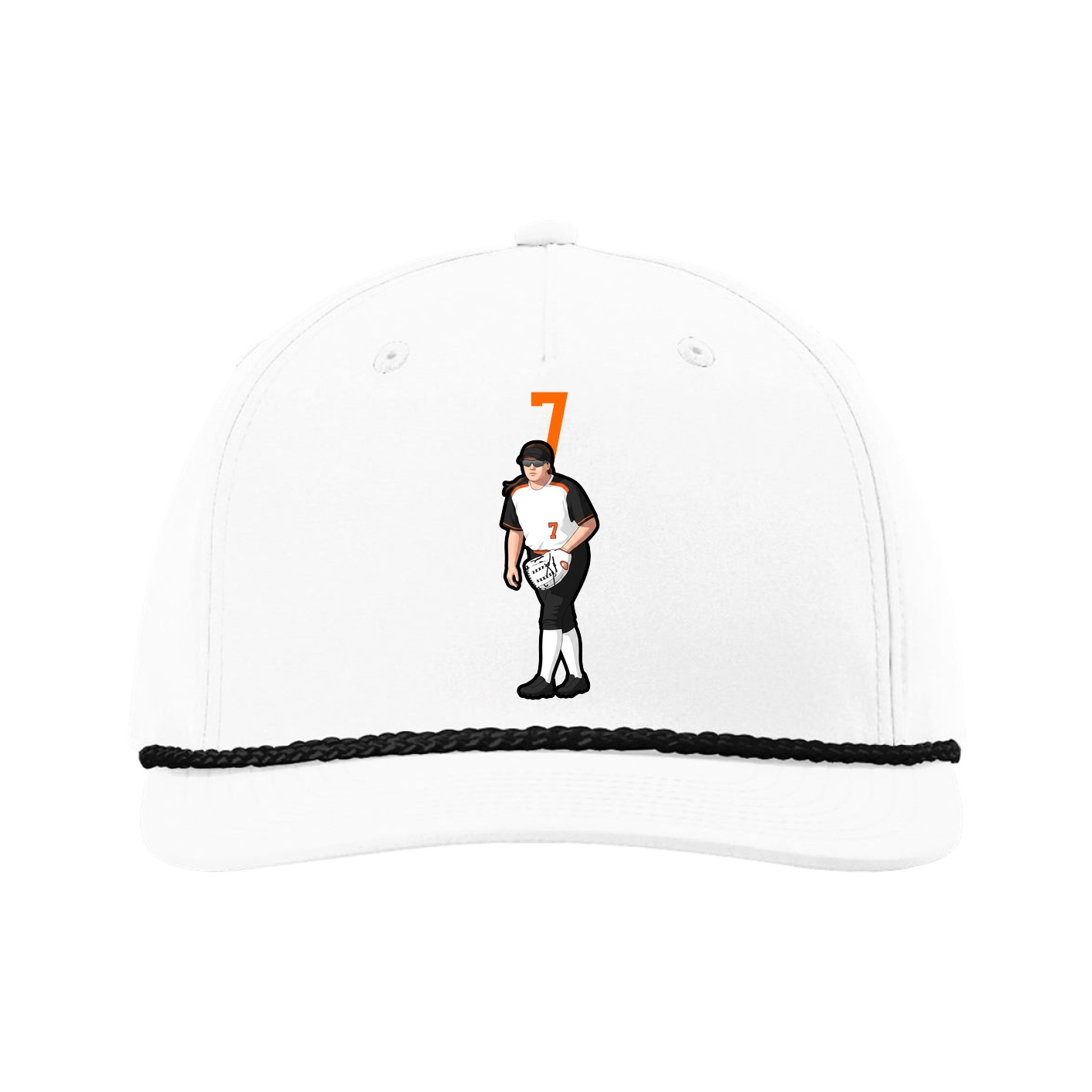 Five-Panel Classic Rope Cap — Number Top in White