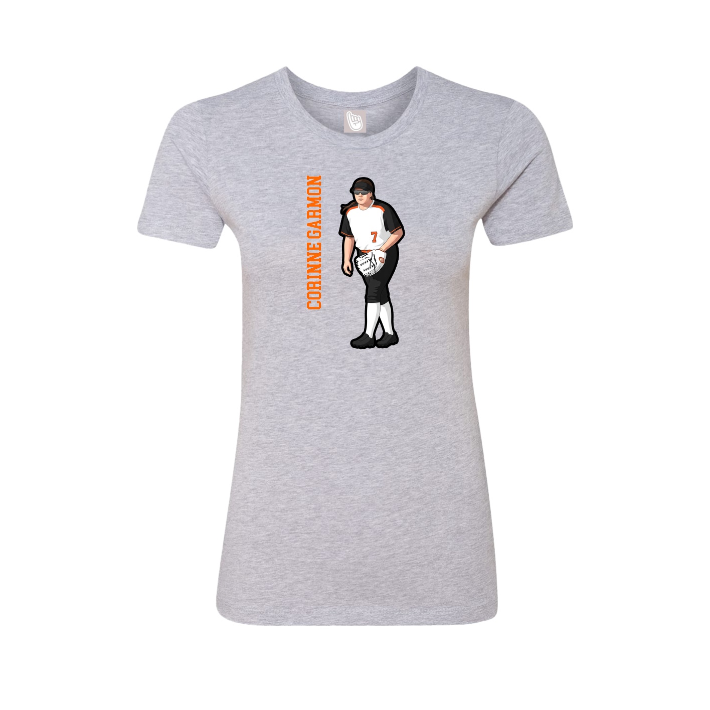 Womens Tee — Name Vertical in Grey