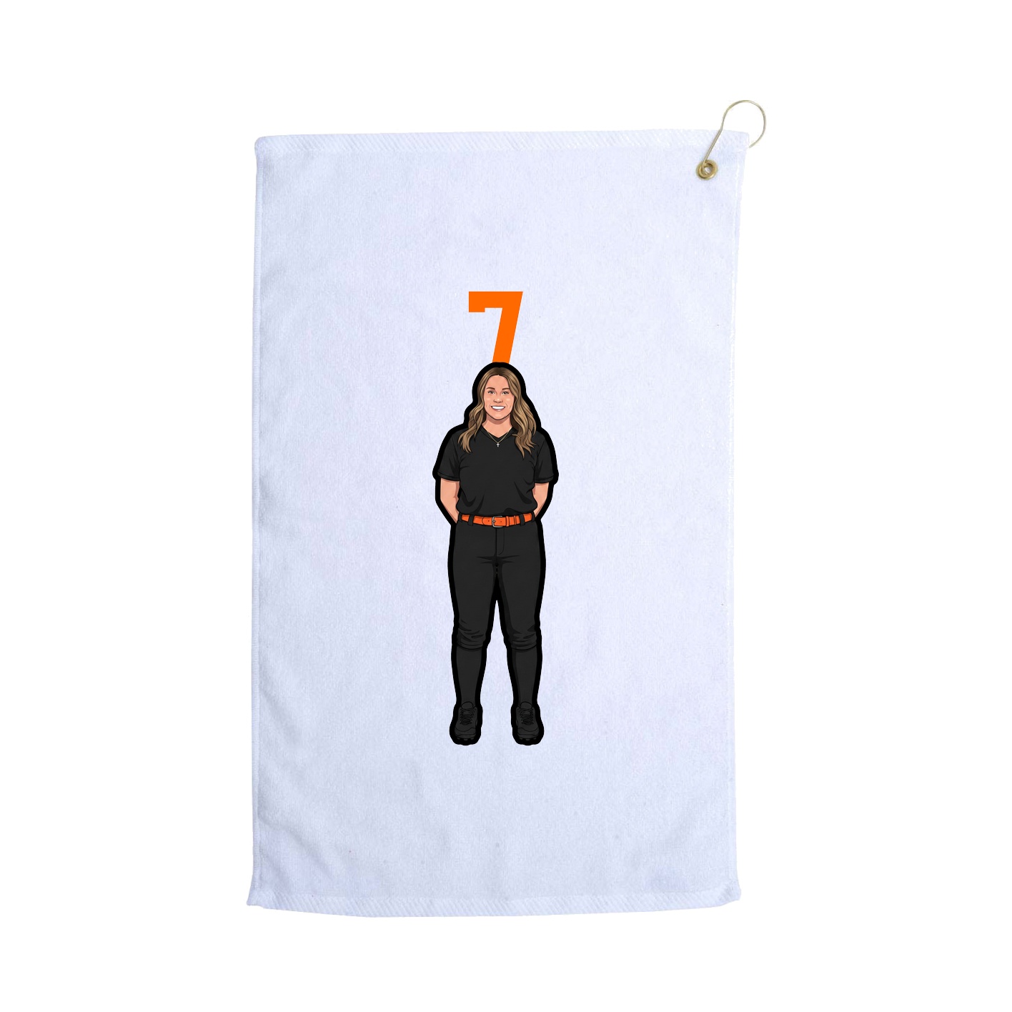 Golf Towel — Number Top in White