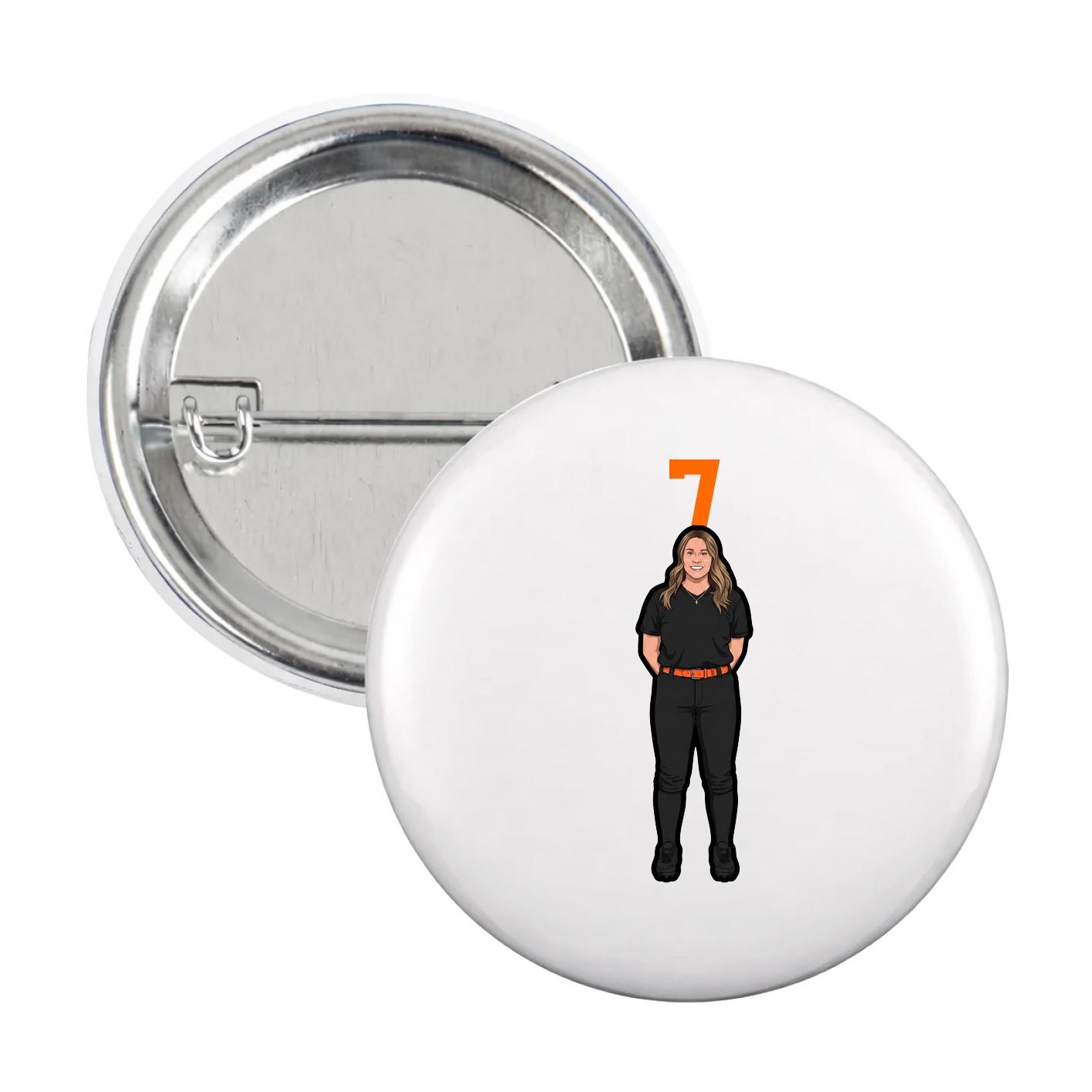 Game Day Button — Number Top in White