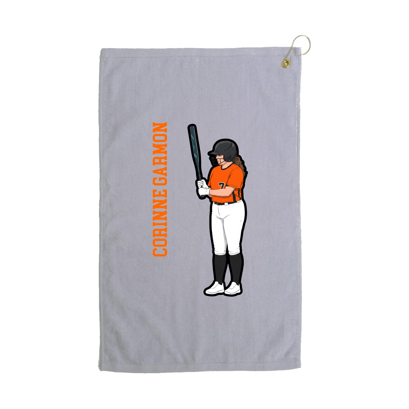 Golf Towel — Name Vertical in Grey