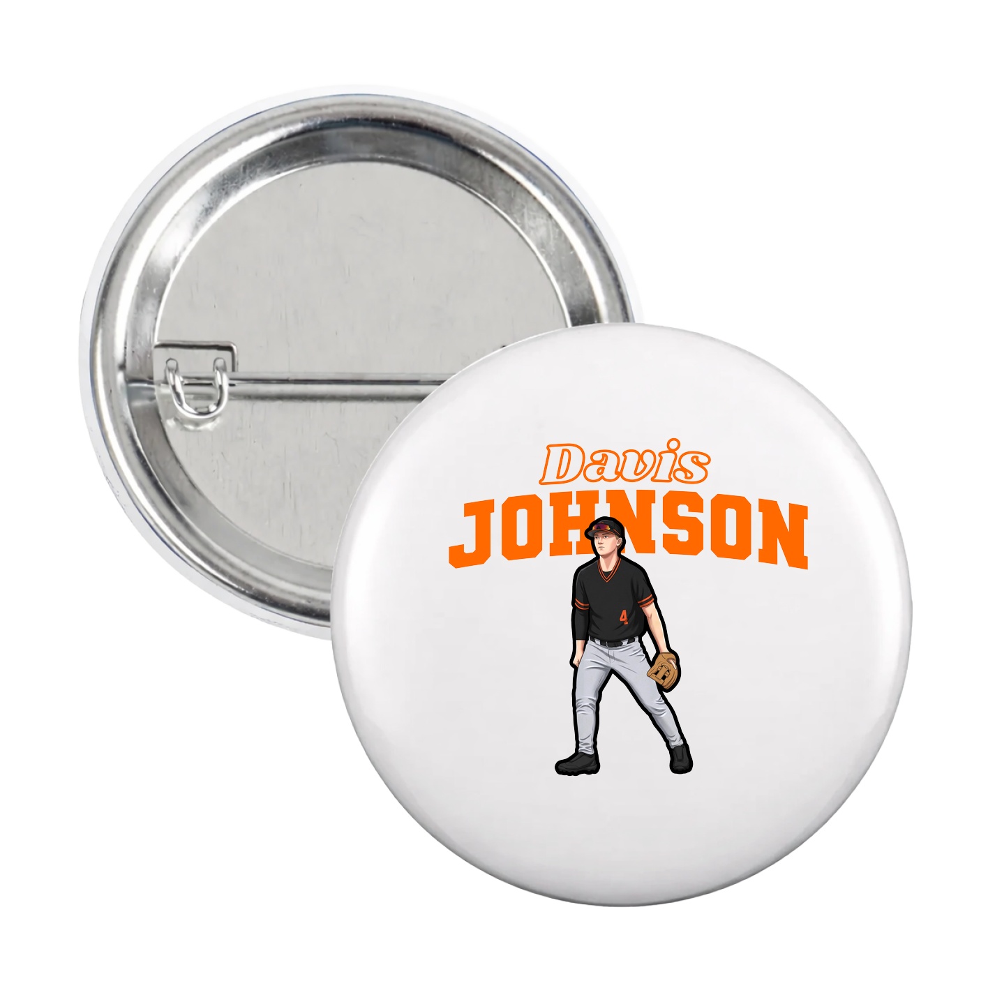 Game Day Button — Name Arch in White