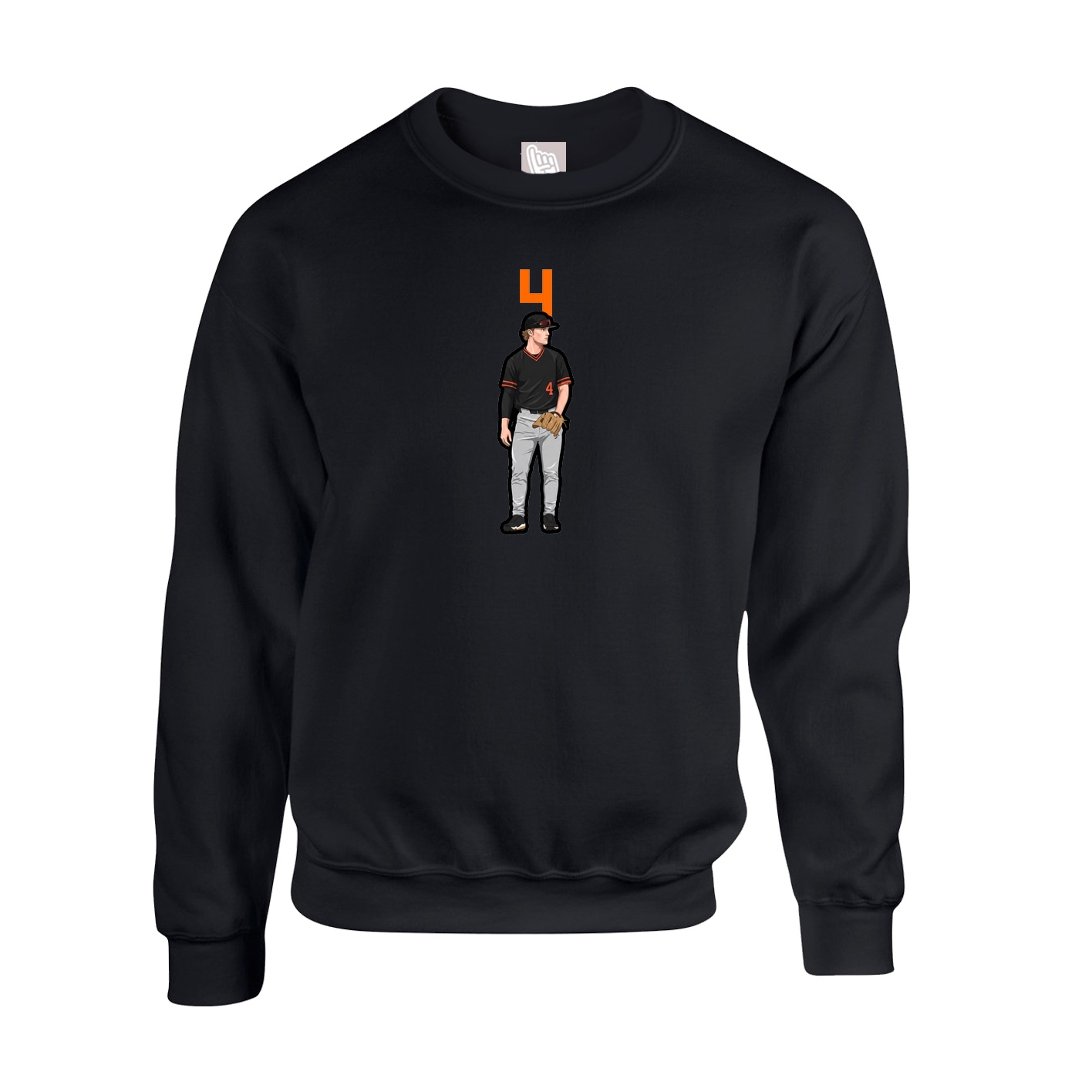 Fleece Crew — Number Top in Black