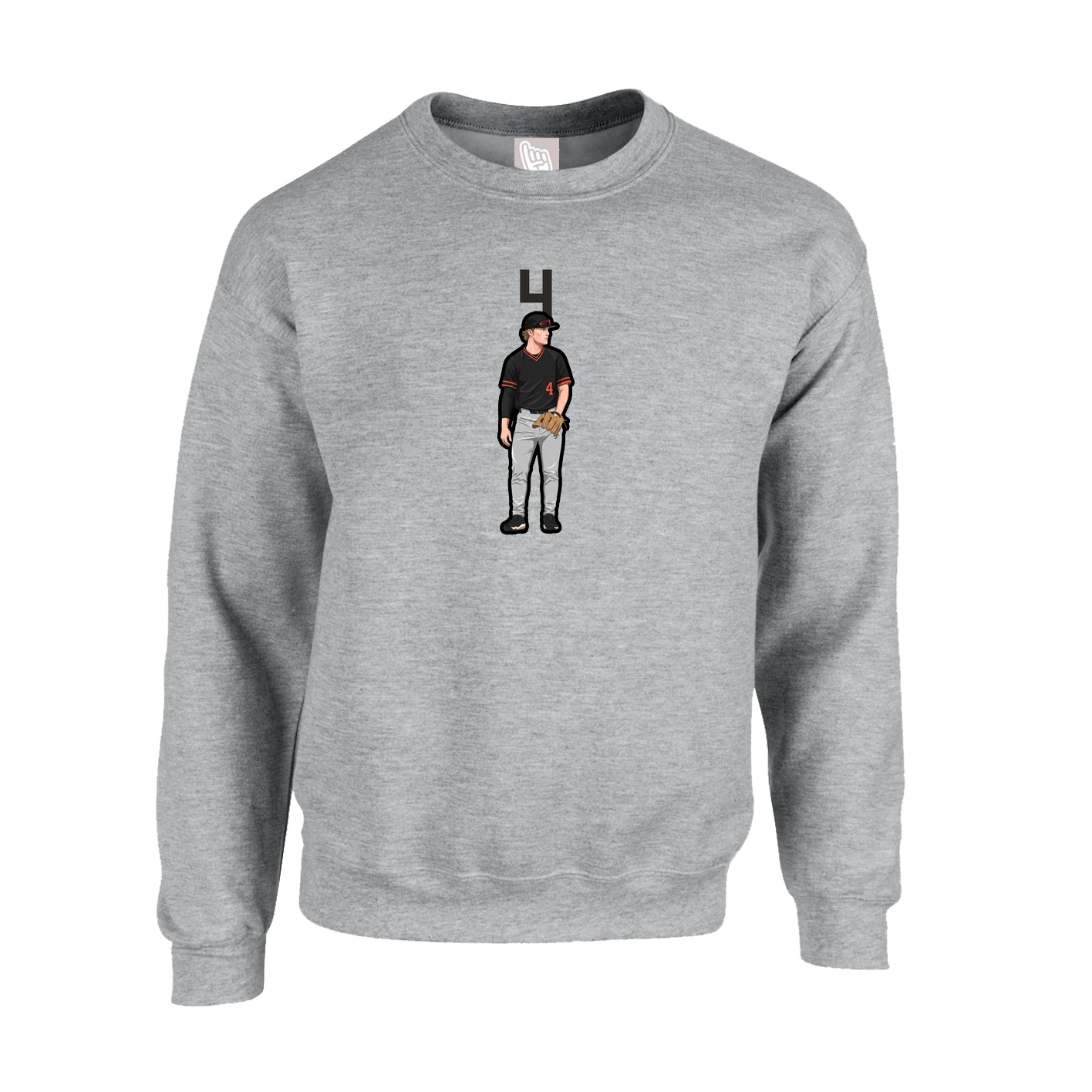 Fleece Crew — Number Top in Grey