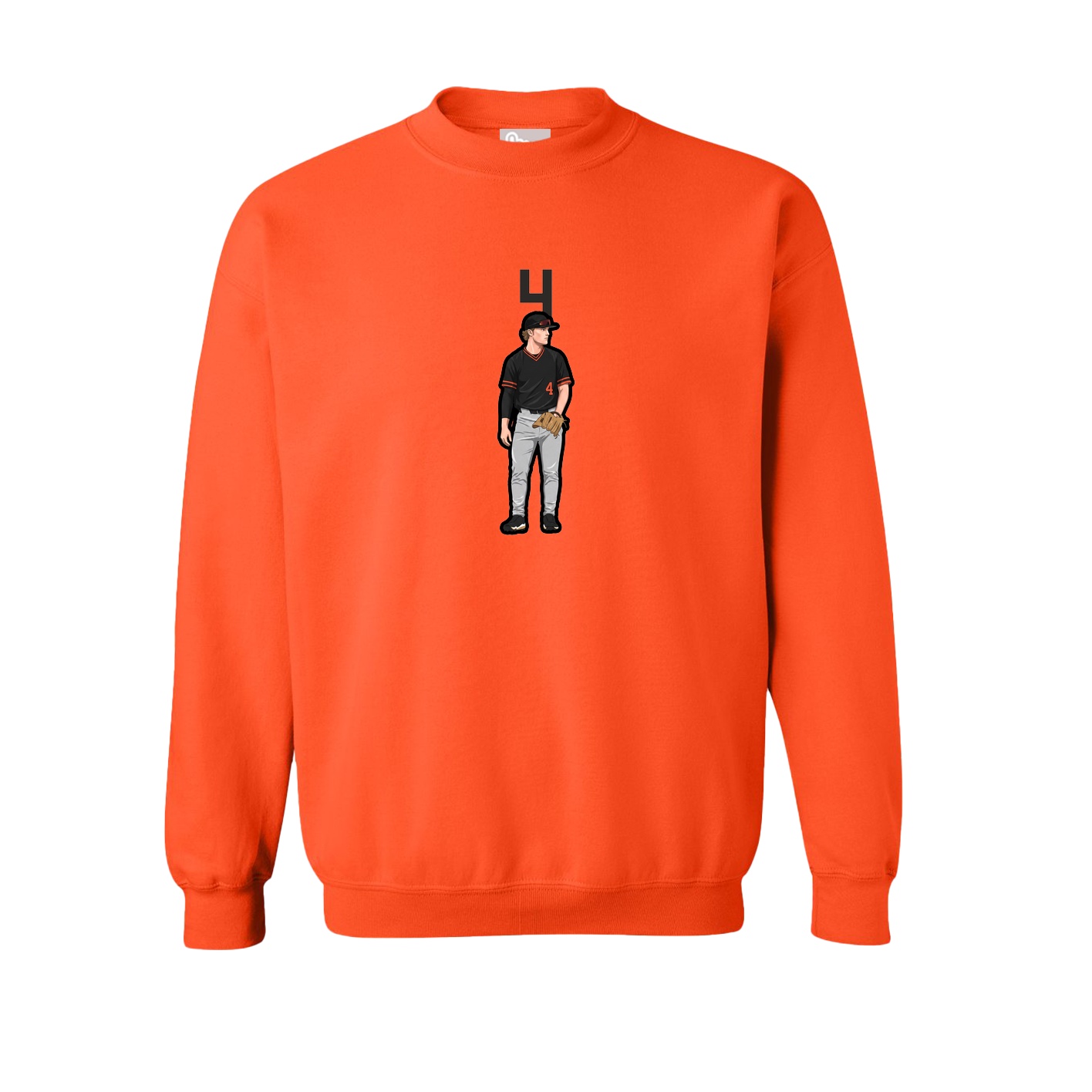 Fleece Crew — Number Top in Orange