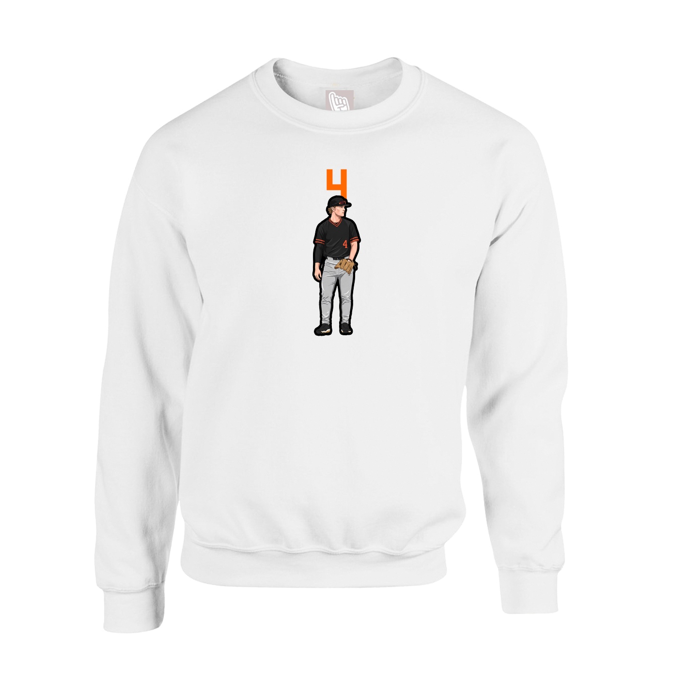 Fleece Crew — Number Top in White