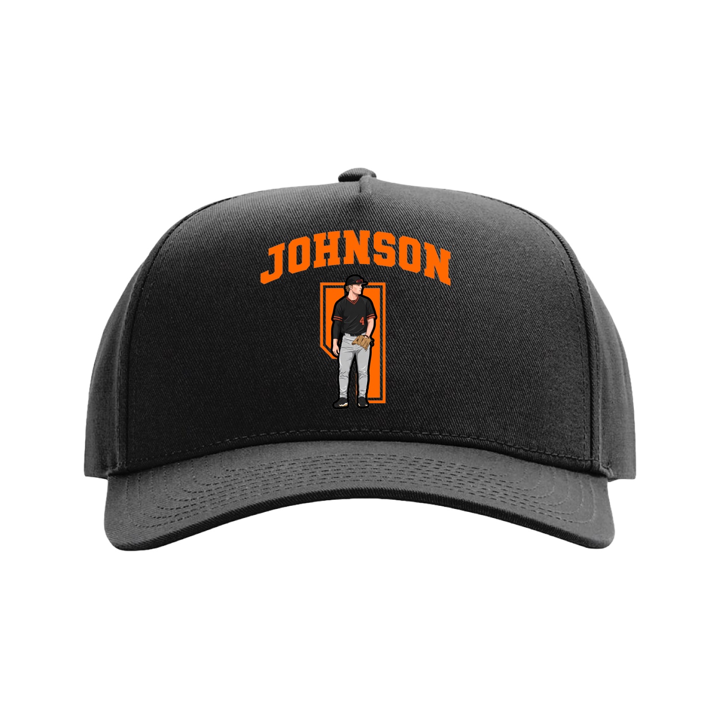 Full Fabric Five-Panel Champ Cap — Number in Black