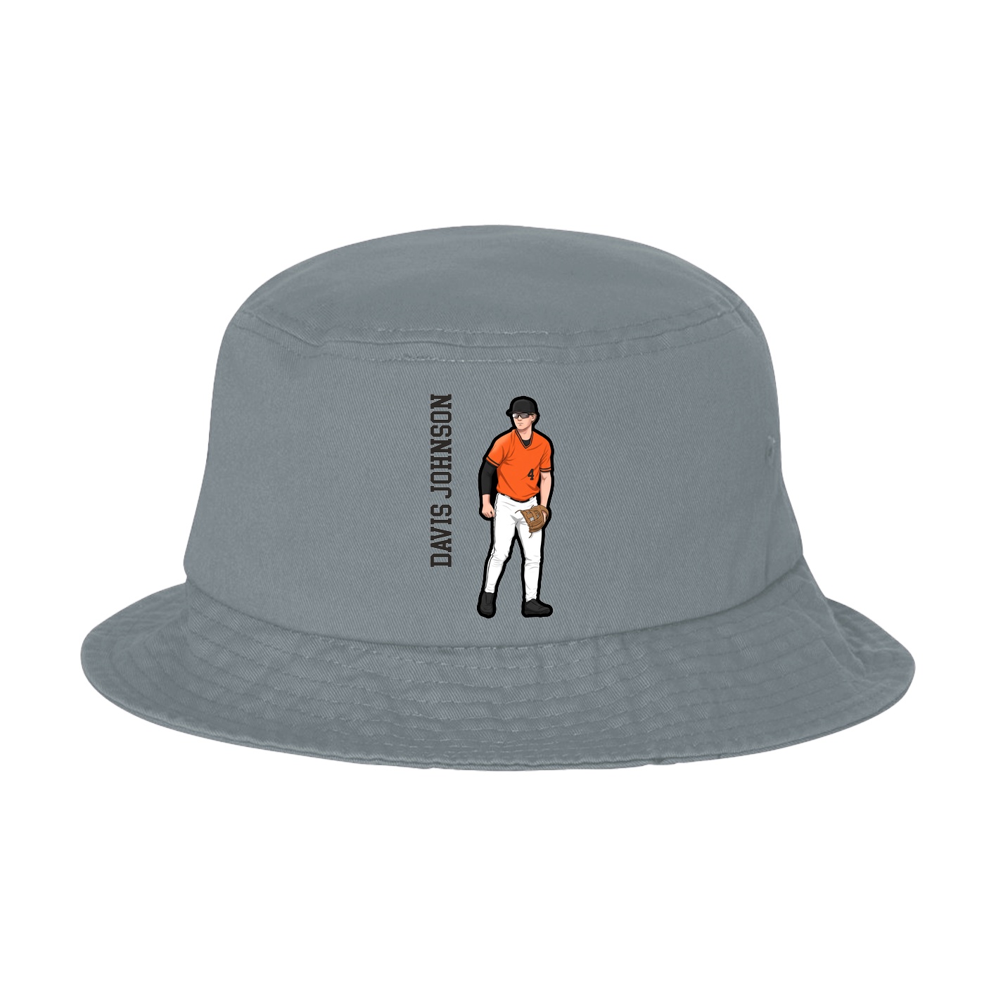 Bucket Cap — Name Vertical in Grey