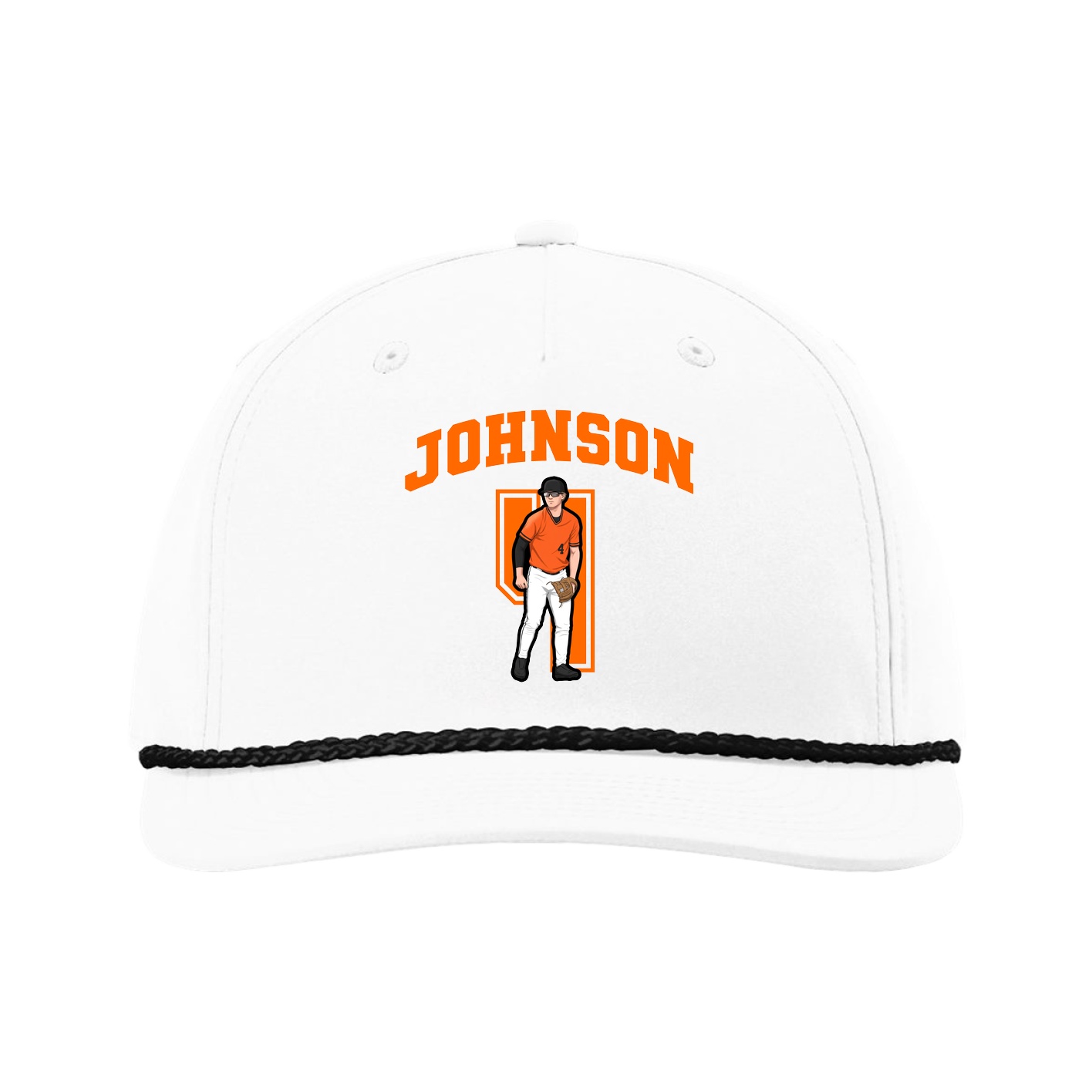 Five-Panel Classic Rope Cap — Number in White