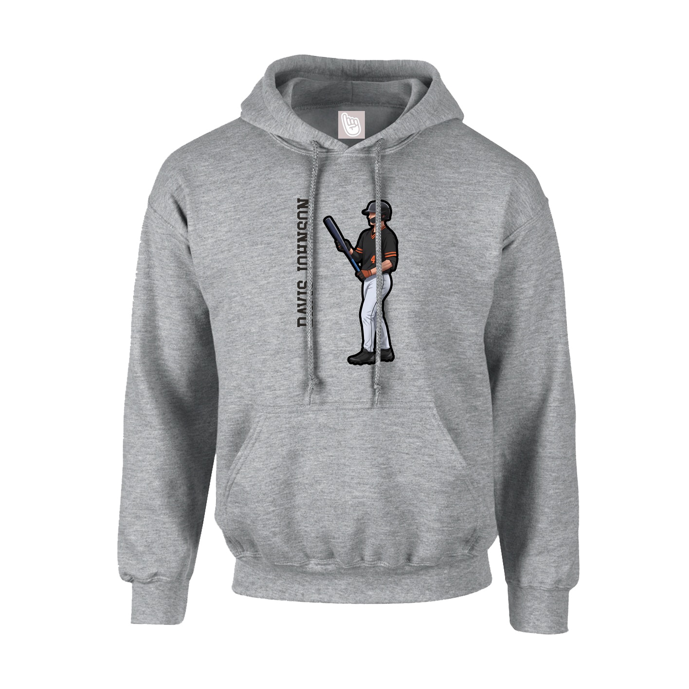 Hoodie — Name Vertical in Grey