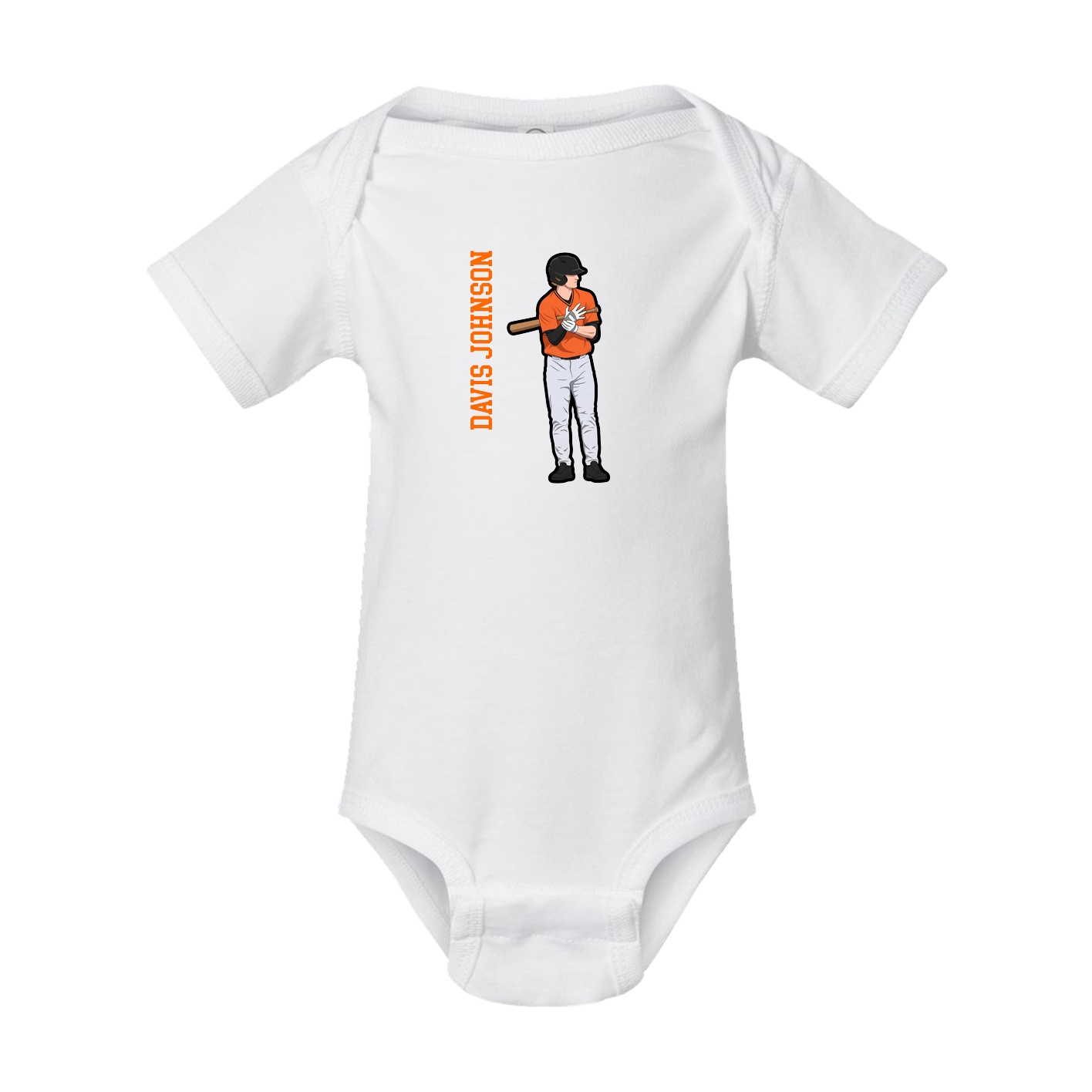 Baby Onesie — Name Vertical in White