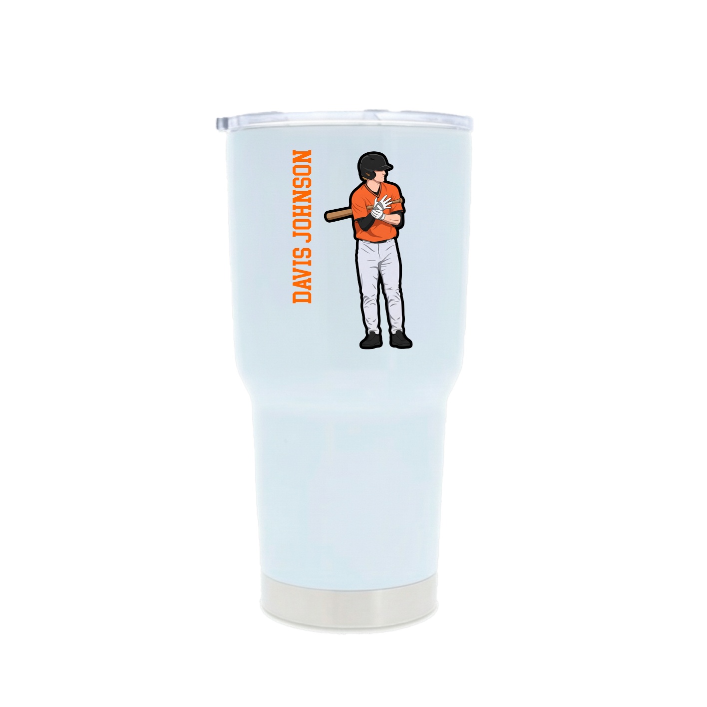 30oz Stainless Steel Tumbler — Name Vertical in White